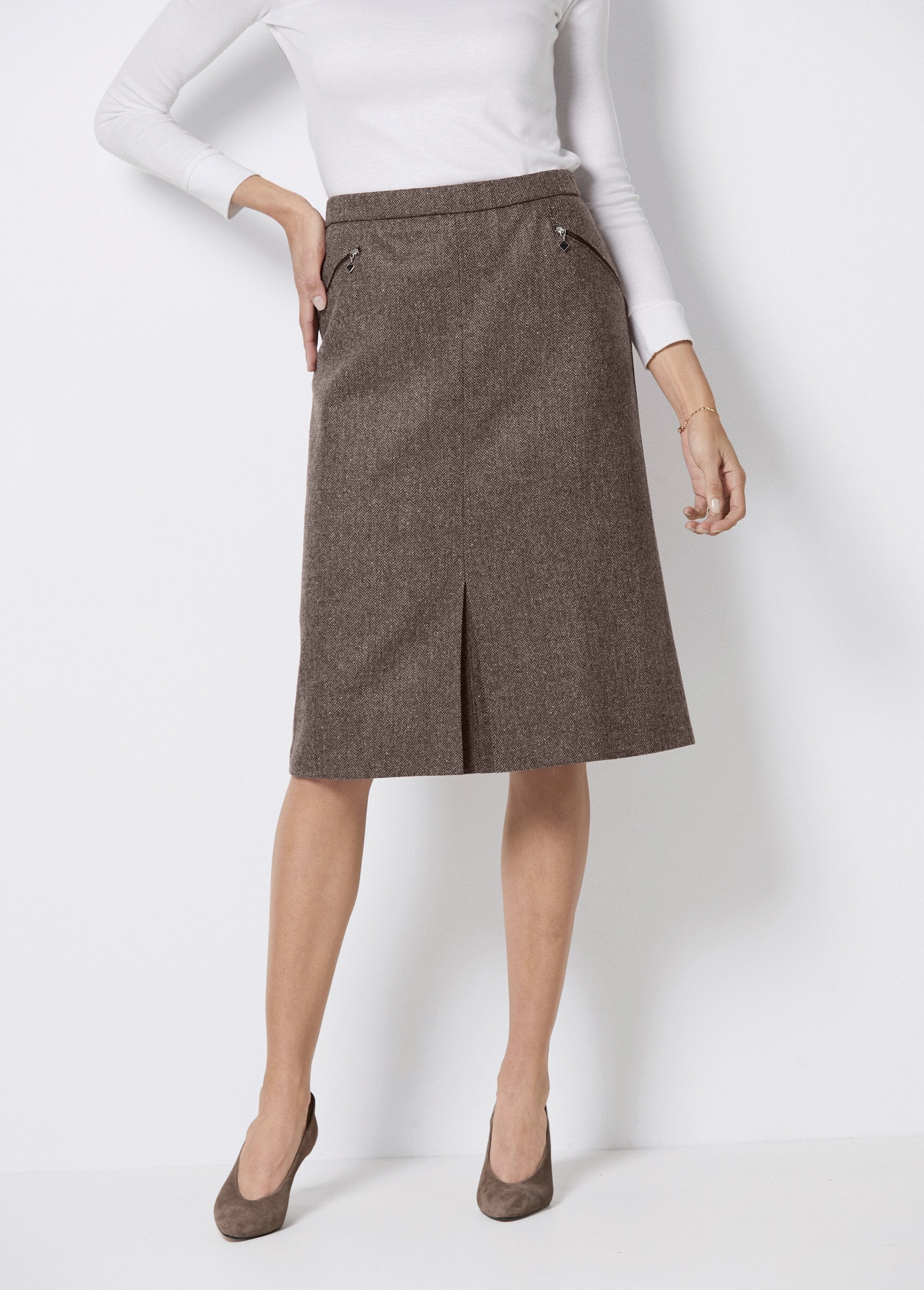 Gonna_a_spina_di_pesce_o_screziata,_lunghezza_65_cm,_con_lana_Chevrons_marron_FA1_slim