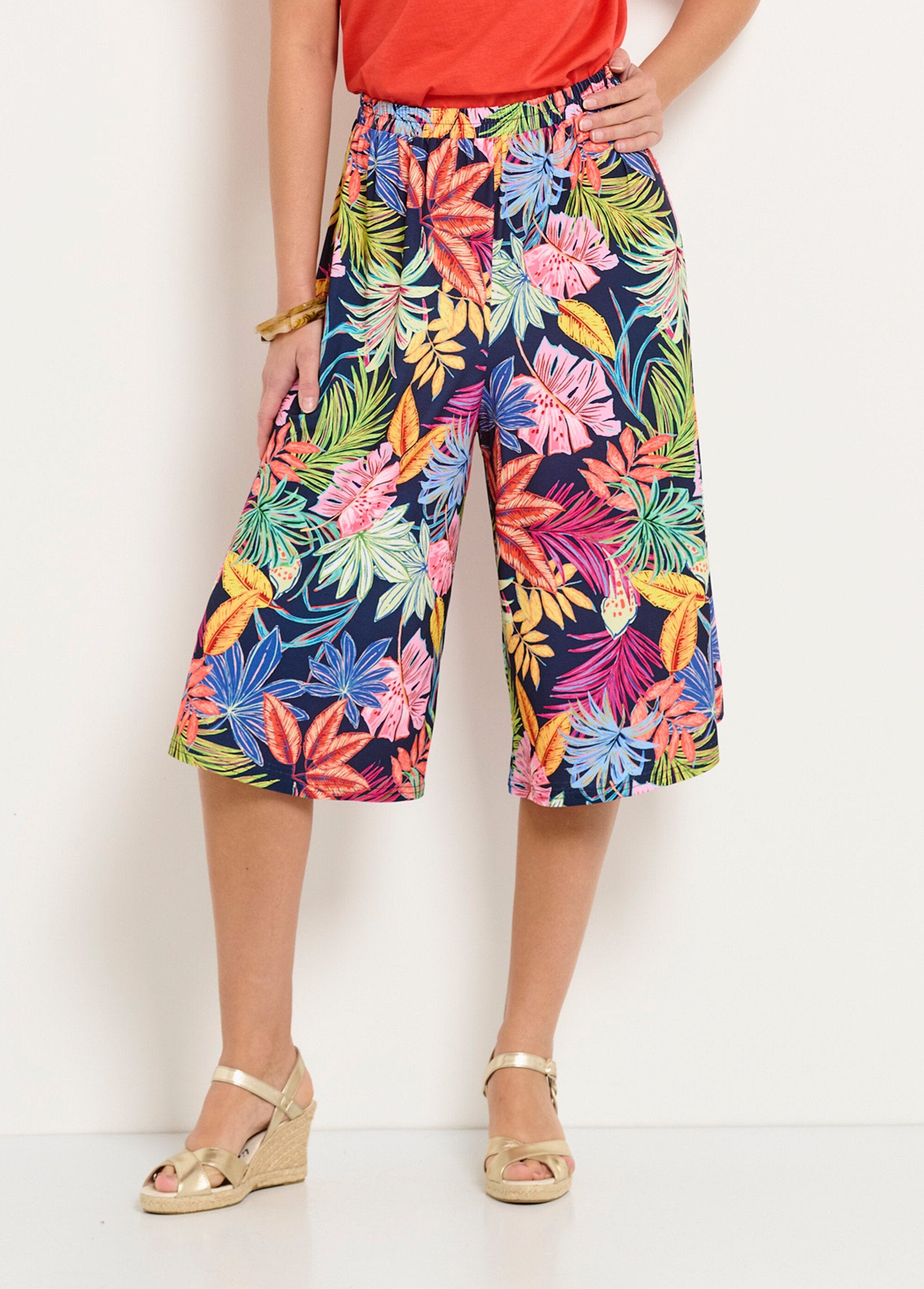 Culottes_con_stampa_a_foglie_ed_elastico_in_vita_Marine_et_rose_FA1_slim