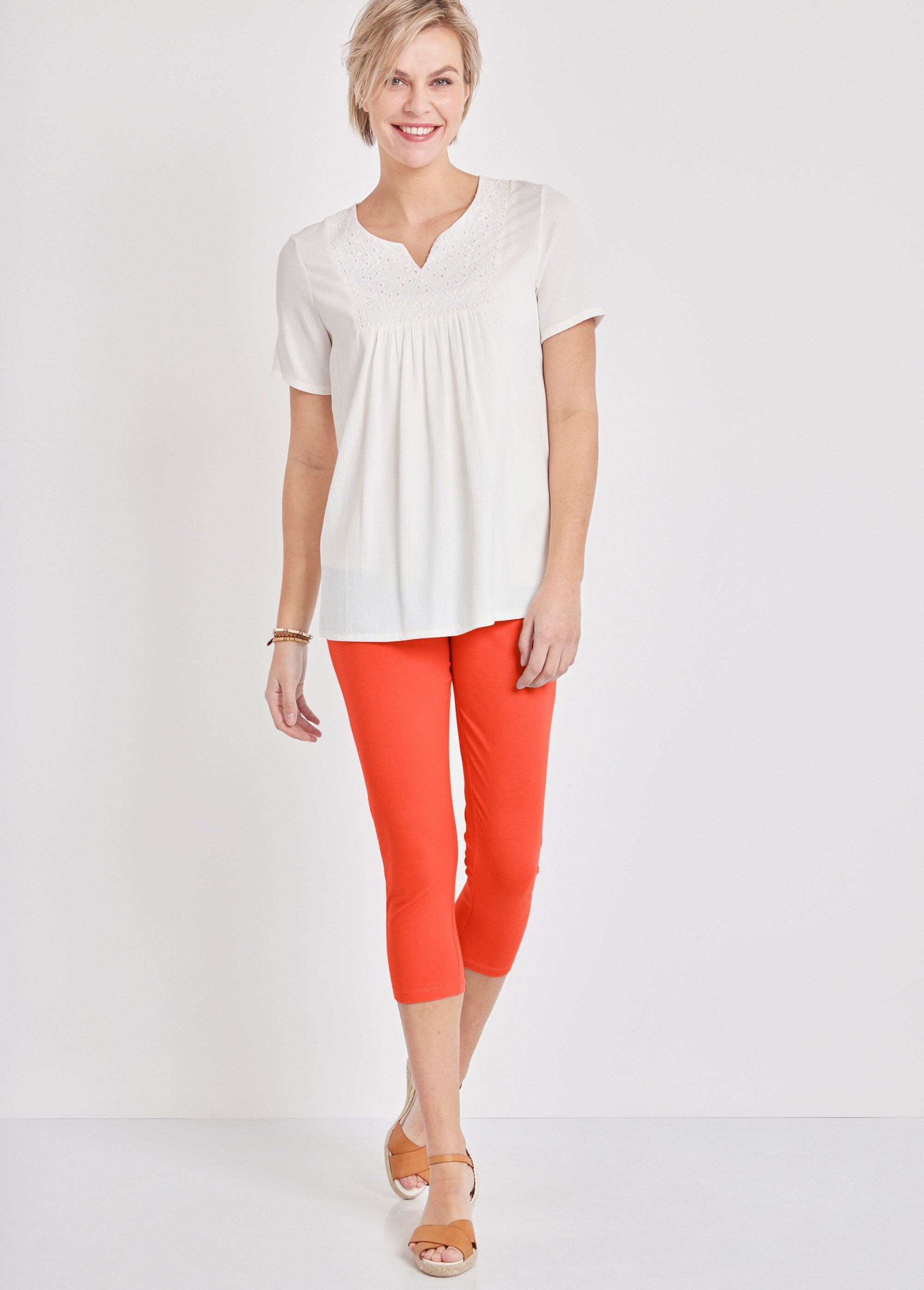 Leggings_corti_in_cotone_tinta_unita_o_stampato_Uni_corail_SF1_slim