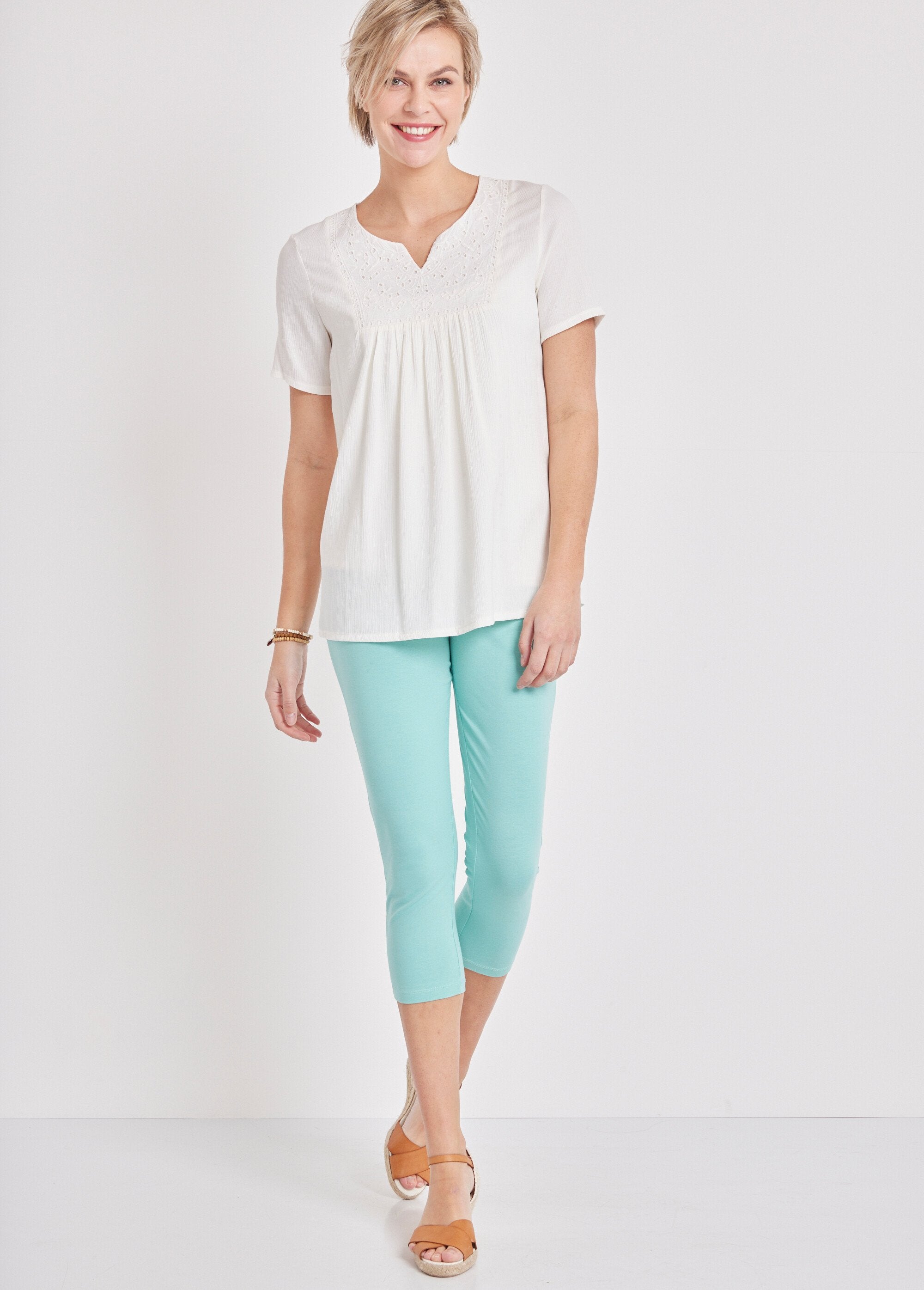 Leggings_corti_in_cotone_tinta_unita_o_stampato_Uni_vert_d'eau_SF1_slim