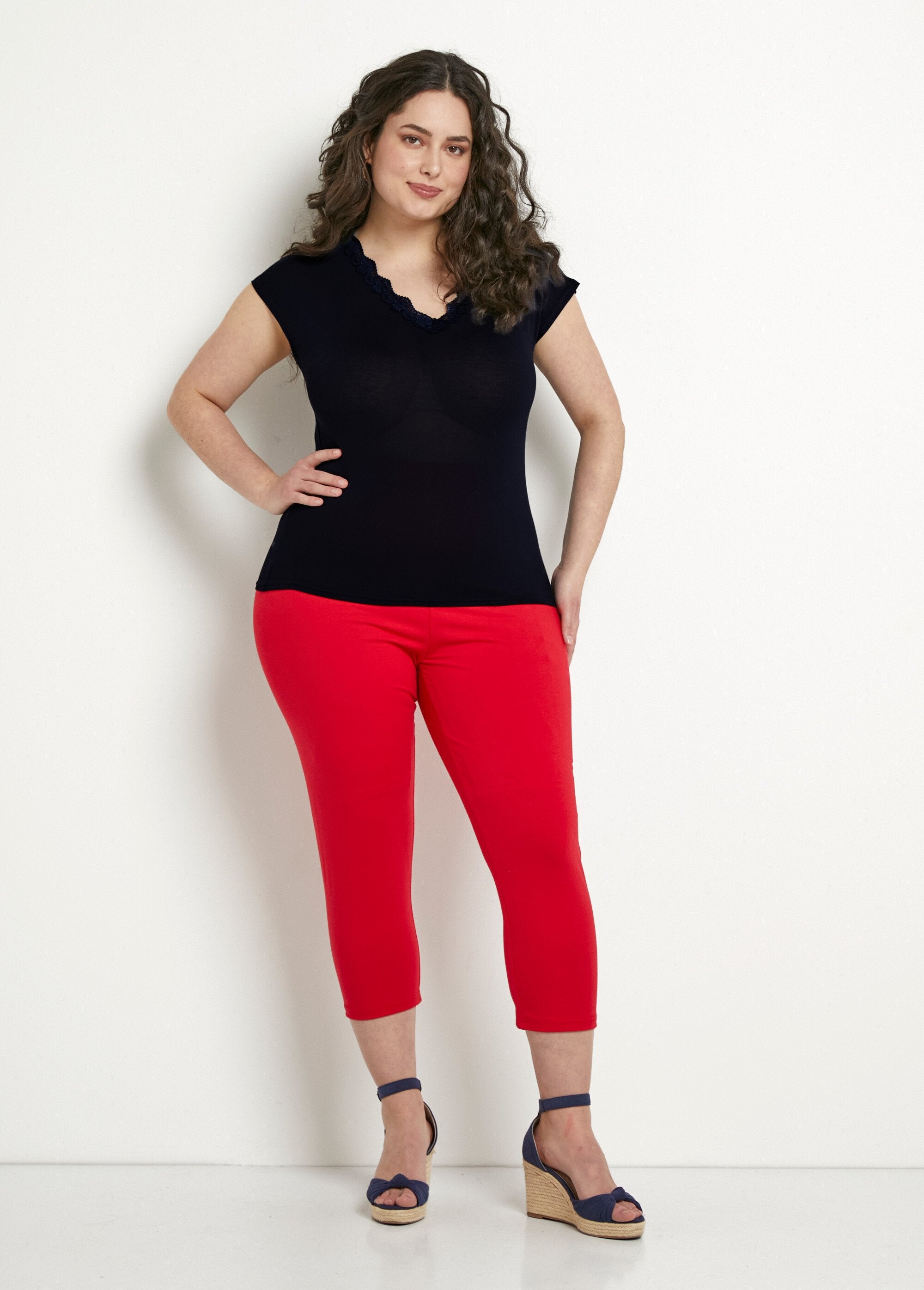 Leggings_corti_in_cotone_con_elastico_in_vita_Uni_capucine_SF1_curvy