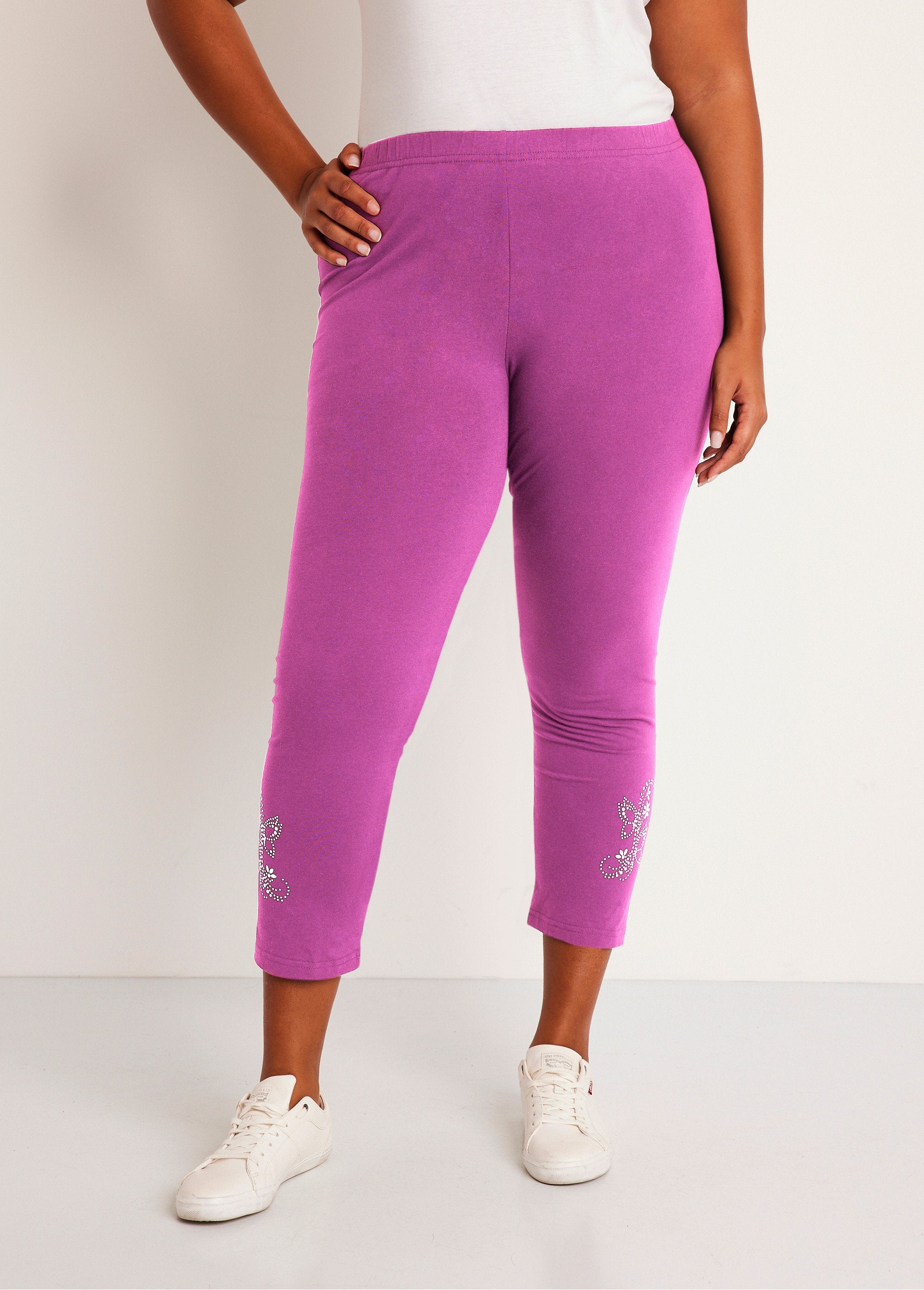 Leggings_corti_tinta_unita_con_elastico_in_vita_Fucsia_FA1_curvy