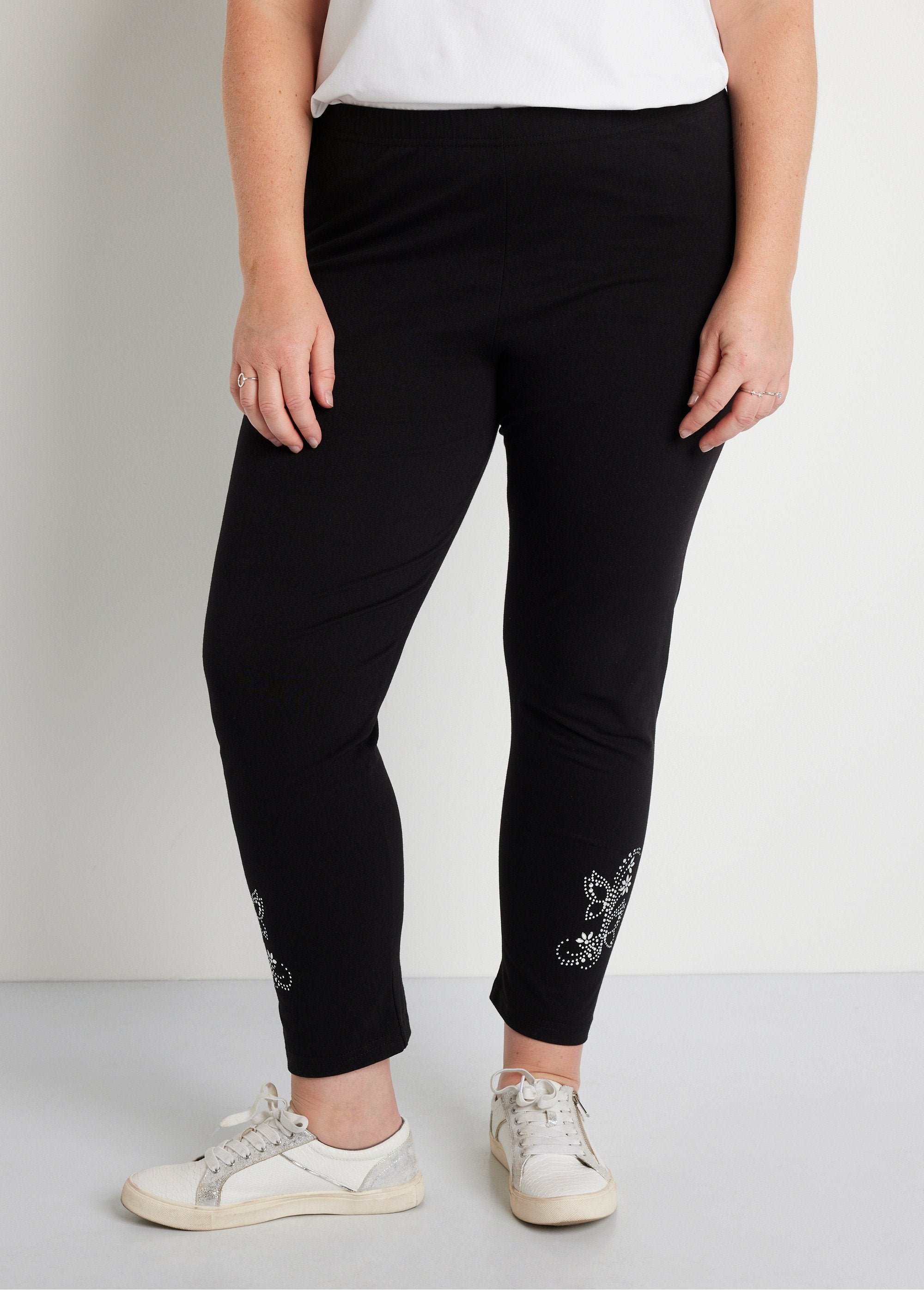 Leggings_corti_tinta_unita_con_elastico_in_vita_Nero_FA1_curvy