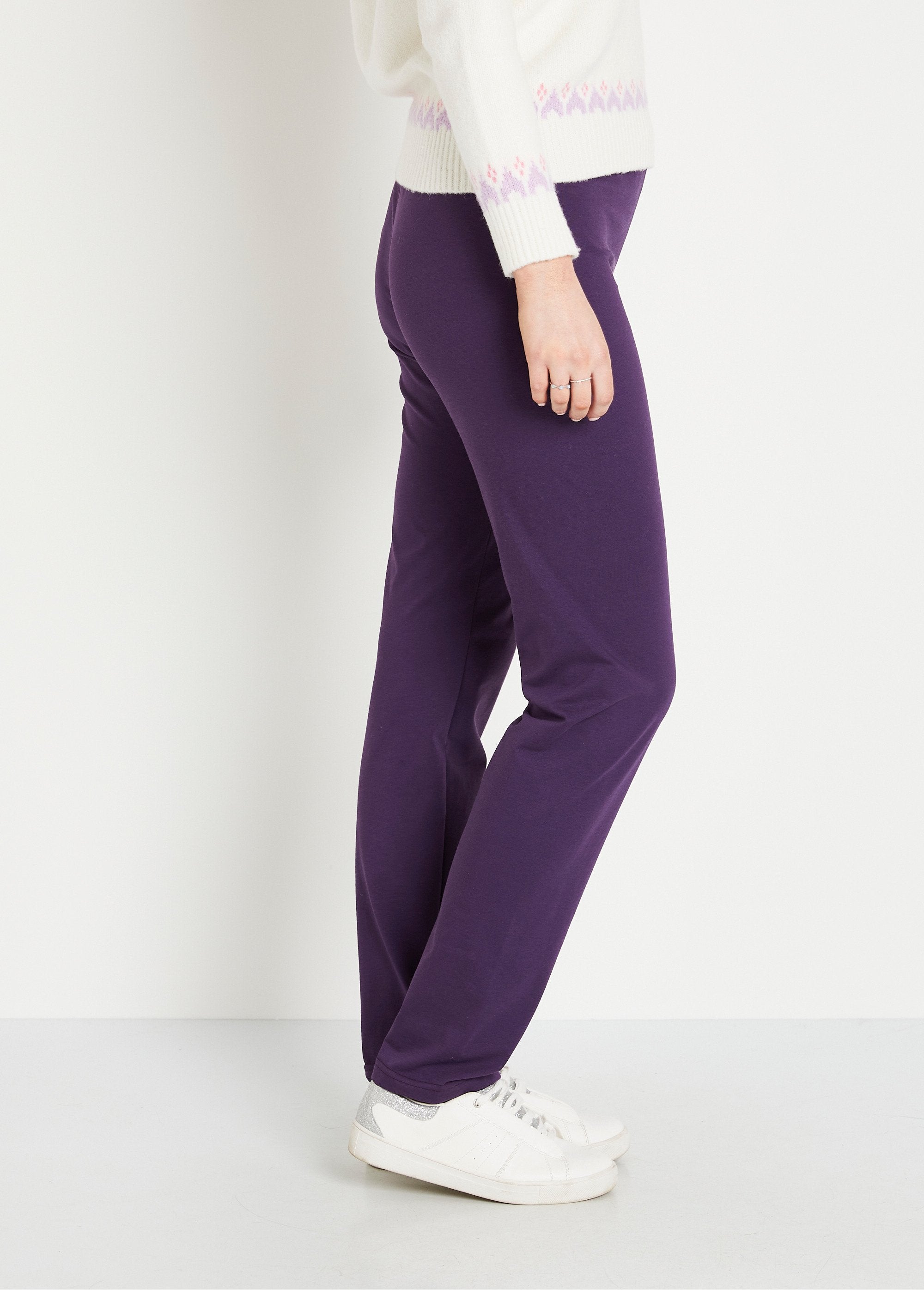 Leggings_in_jersey_di_cotone_con_elastico_in_vita_Prugna_DR1_slim