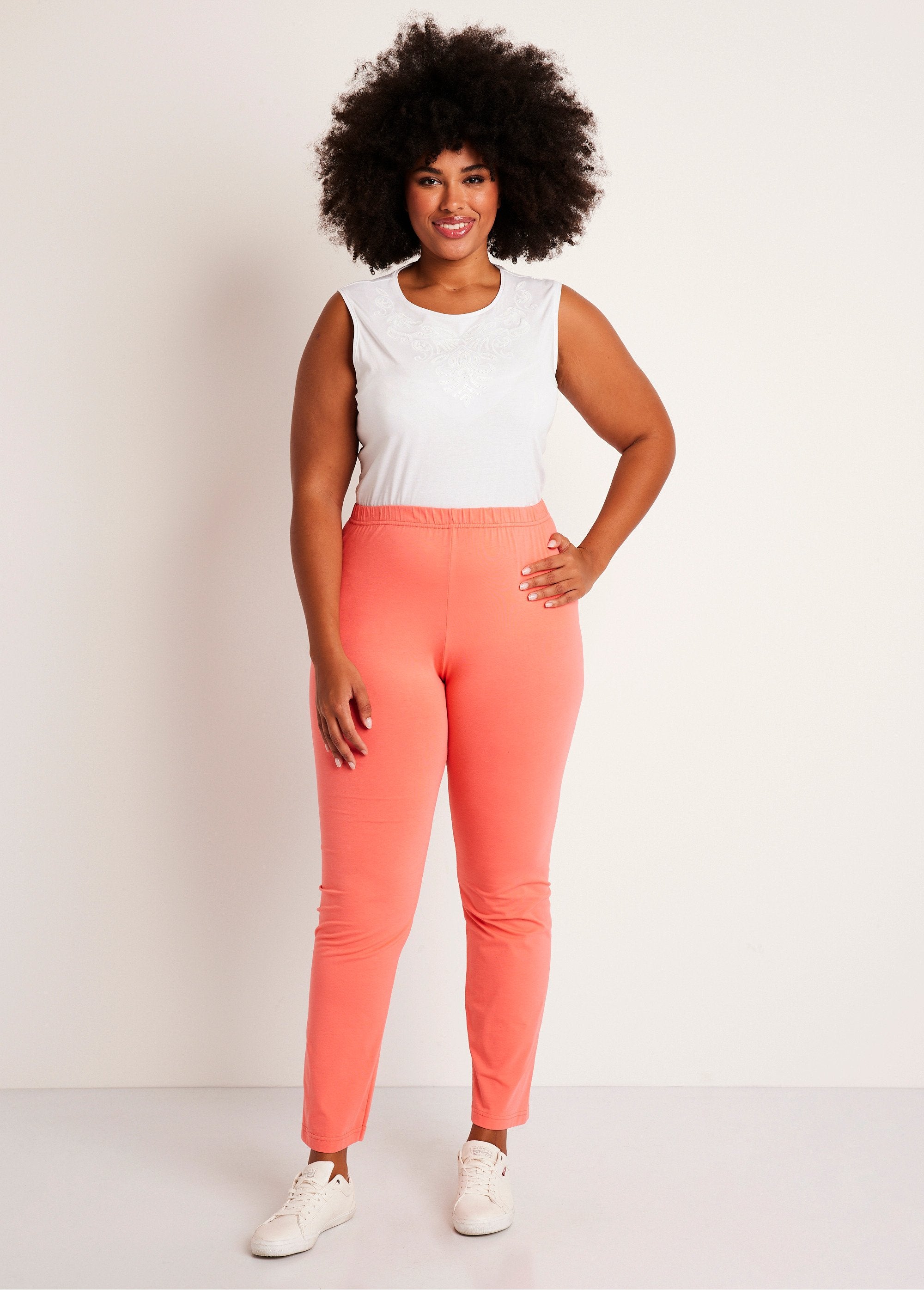 Leggings_in_jersey_di_cotone_con_elastico_in_vita_Corallo_SF1_curvy