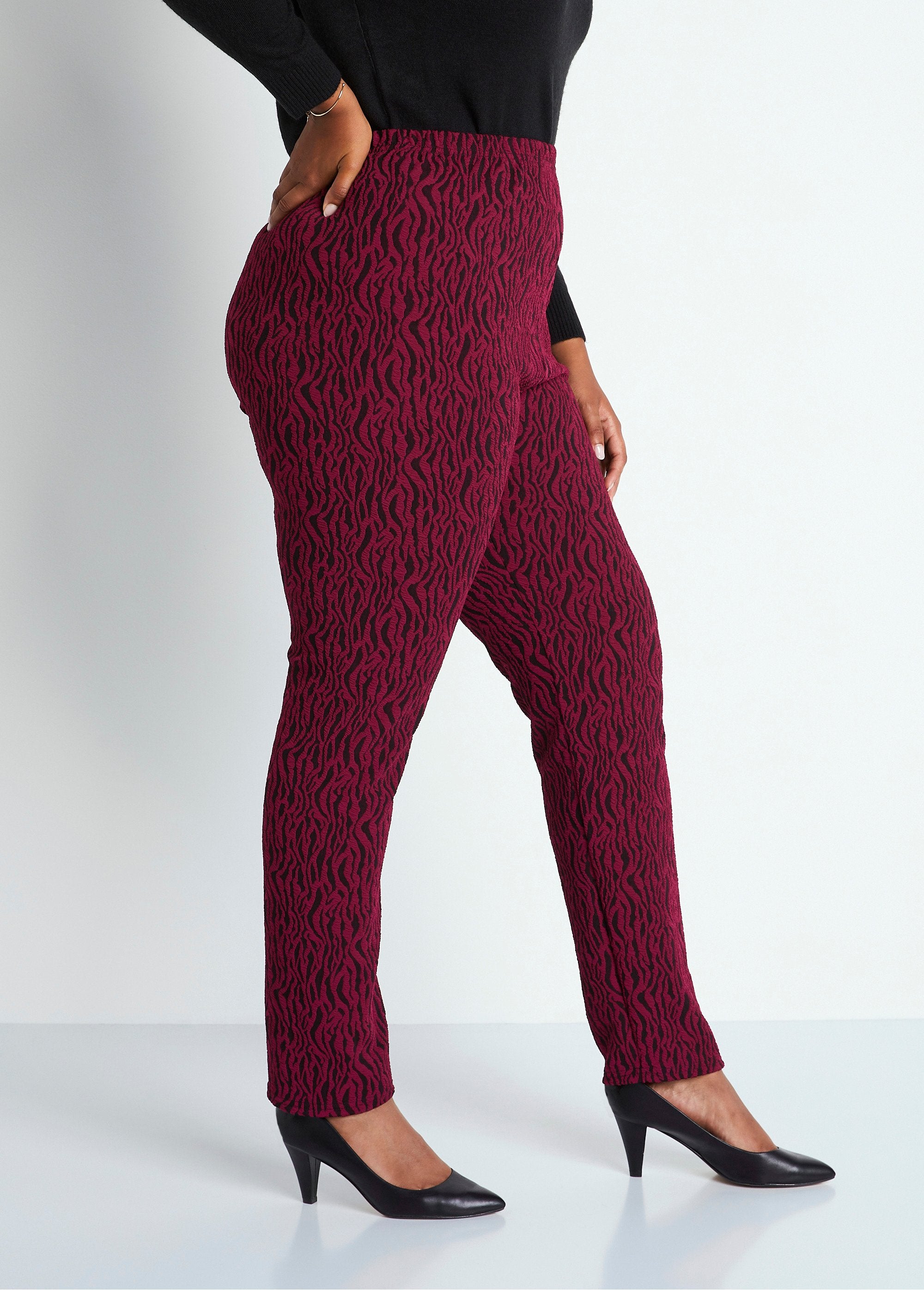 Legging_in_jacquard_con_vita_elasticizzata_Zebra_bordeaux_DR1_curvy