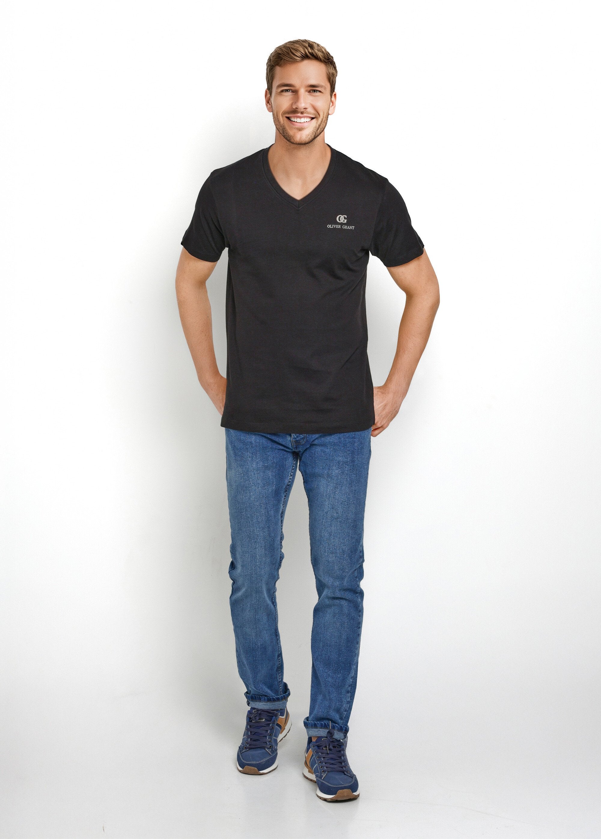 T-shirts_assortis_col_V_manches_courtes_Assortis_noir_SF1_slim