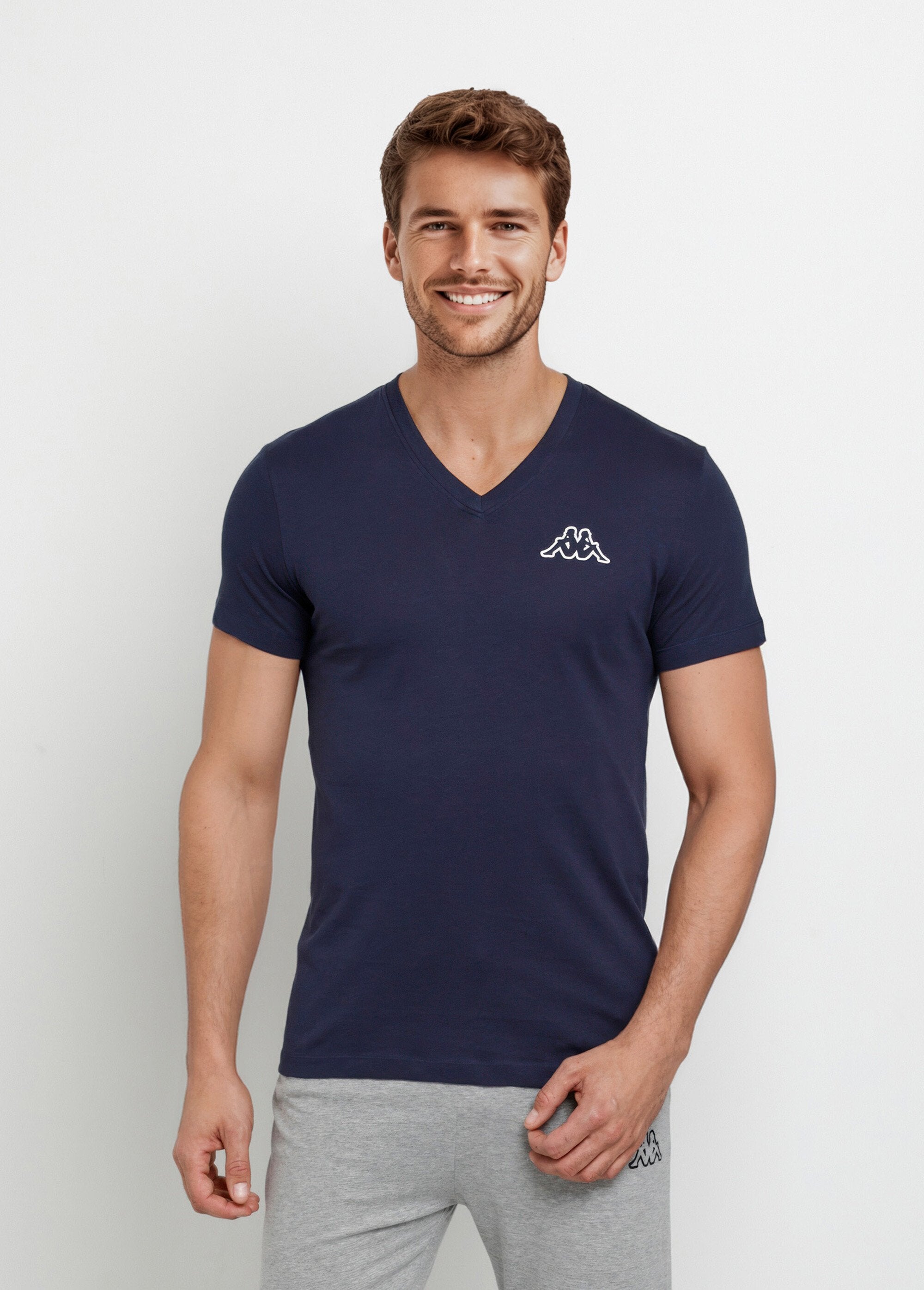 T-shirt_scura_a_maniche_corte_con_scollo_a_V_Bleu_marine_FA1_slim