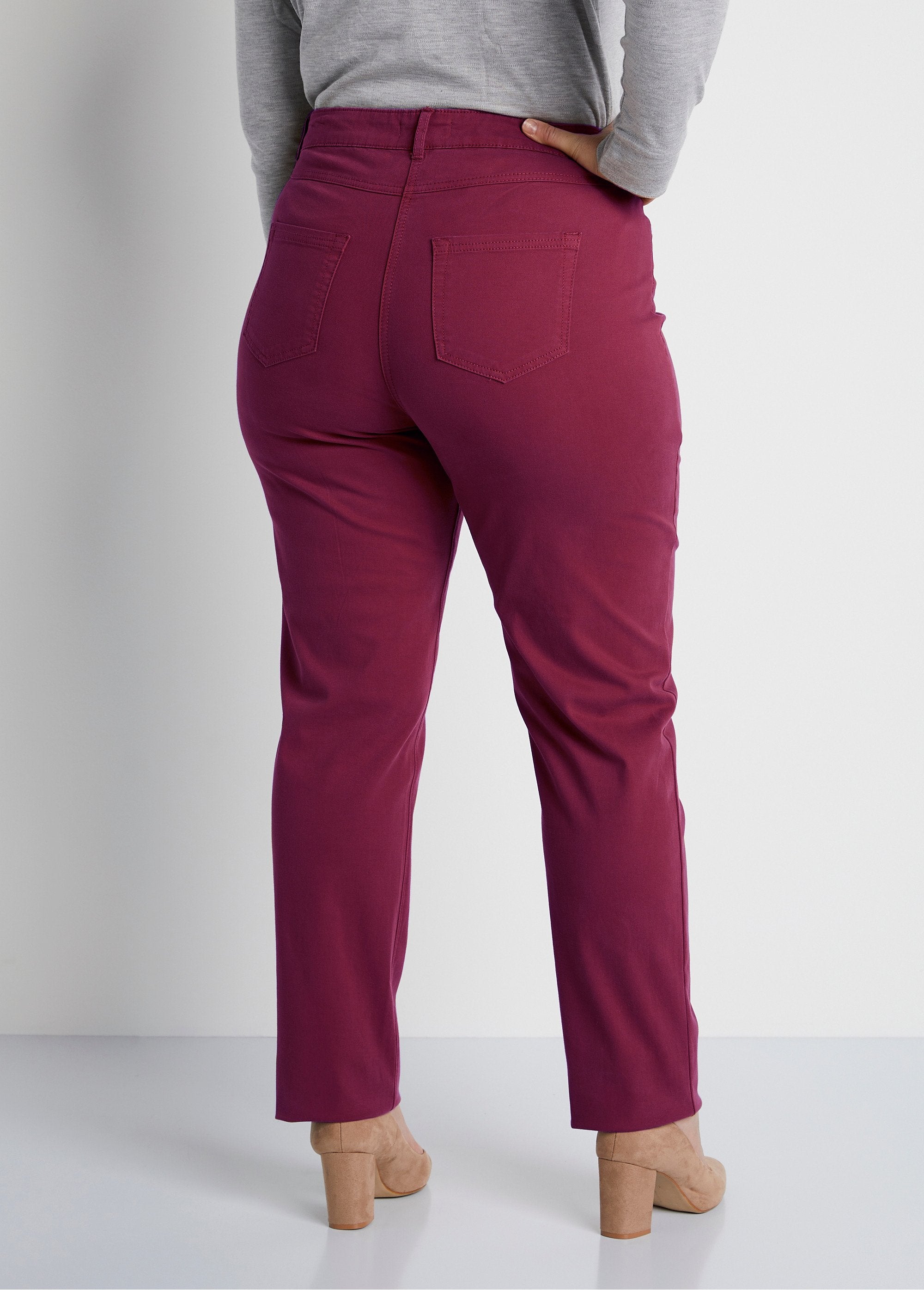 Pantaloni_5_tasche_a_gamba_dritta_in_cotone_elasticizzato_Bordeaux_DO1_curvy