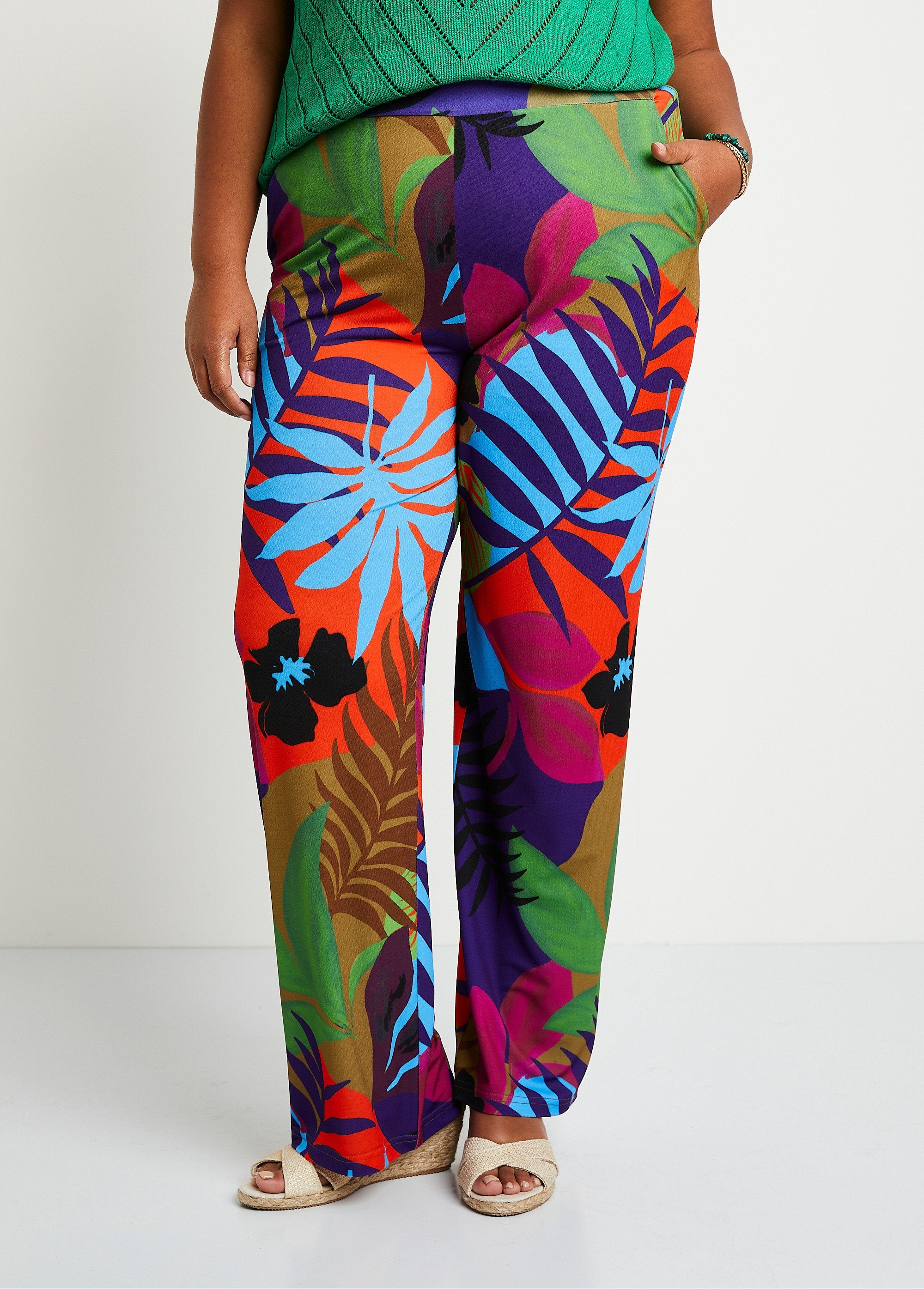 Pantaloni_aderenti_con_elastico_stampato_in_vita_Multicolore_FA1_curvy