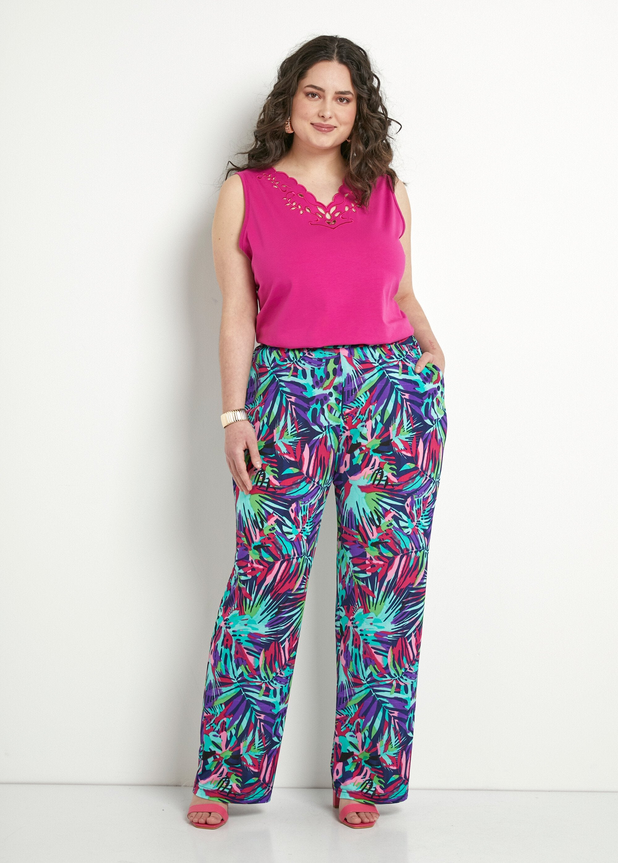 Pantaloni_aderenti_con_elastico_stampato_in_vita_Multicolore_SF1_curvy