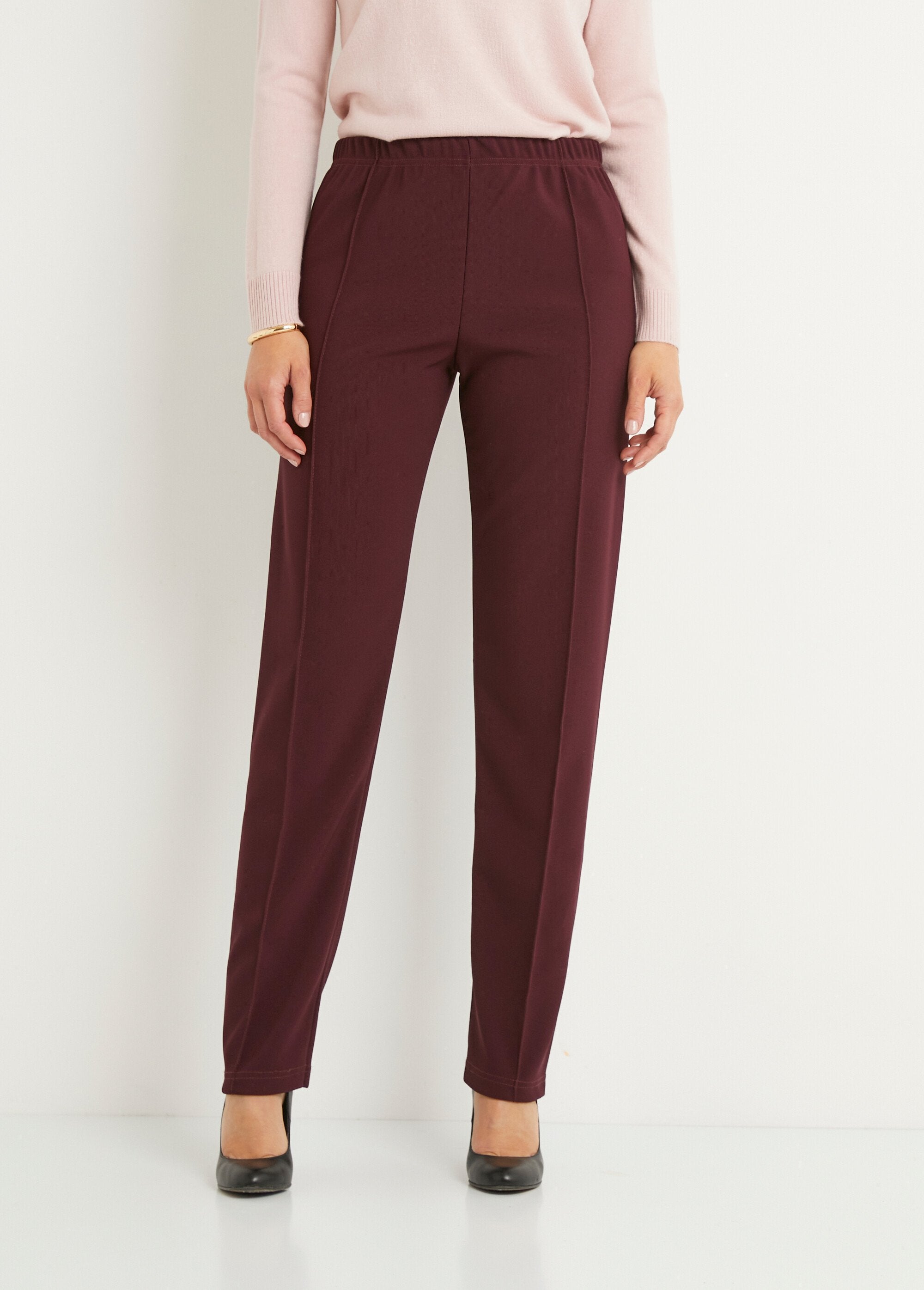 Pantaloni_a_gamba_dritta_con_vita_elasticizzata_in_maglia_a_costine_Bordeaux_FA1_slim