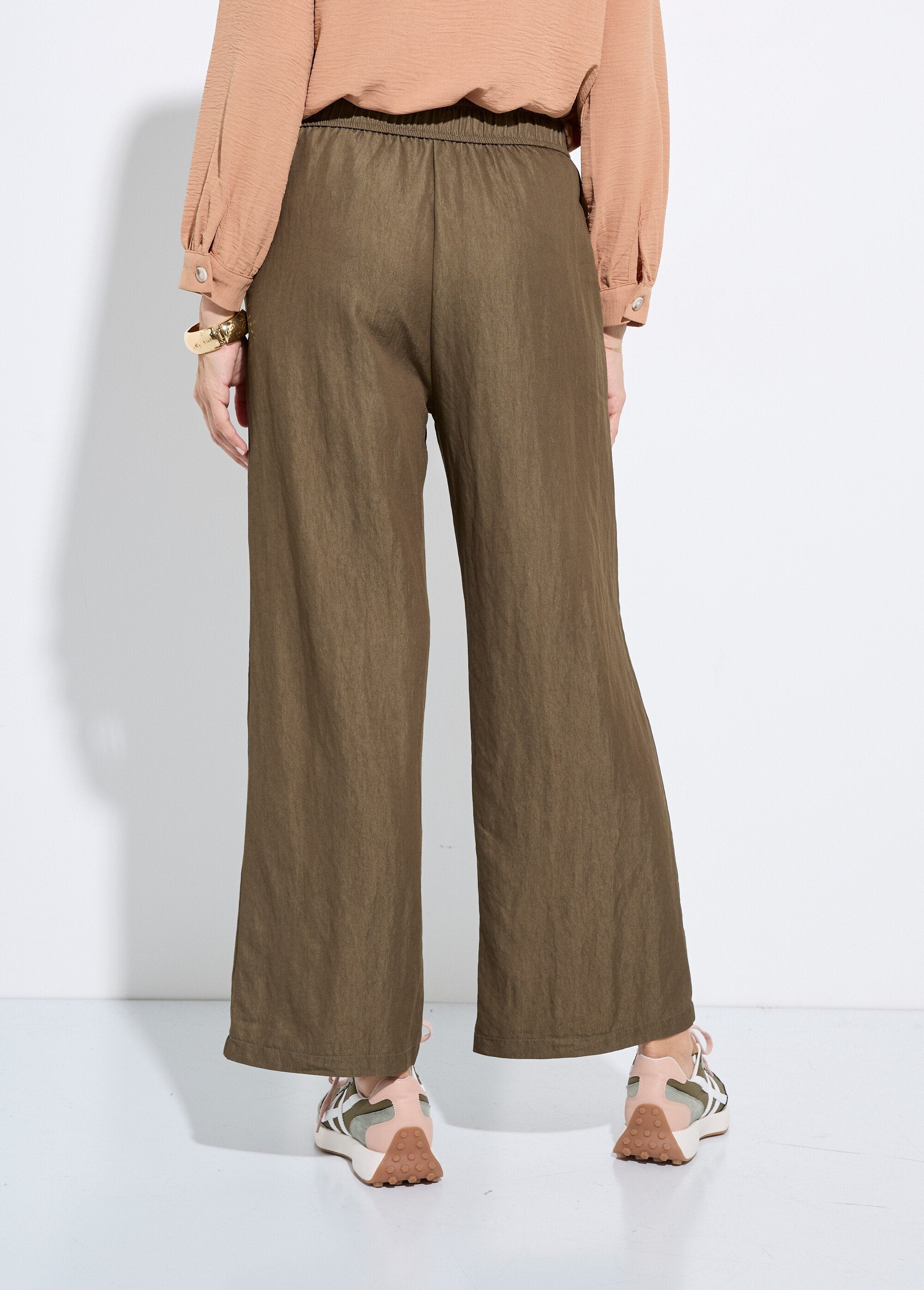 Pantaloni_elasticizzati_a_tinta_unita_in_twill_Kaki_DO1_slim