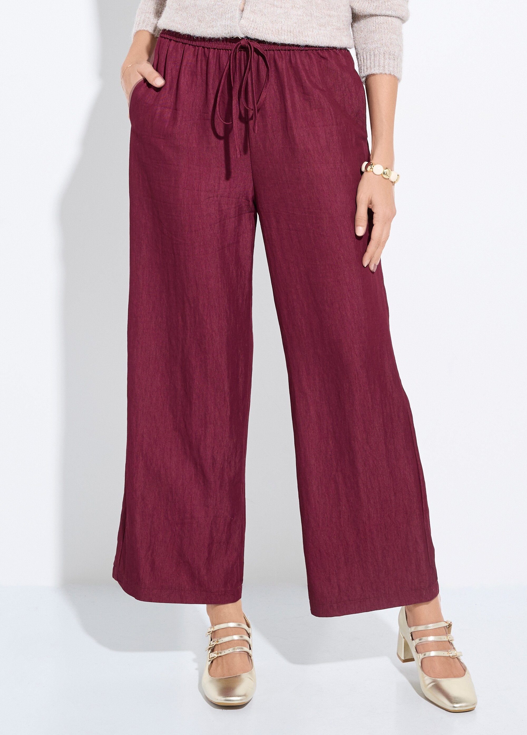 Pantaloni_elasticizzati_a_tinta_unita_in_twill_Bordeaux_FA1_slim