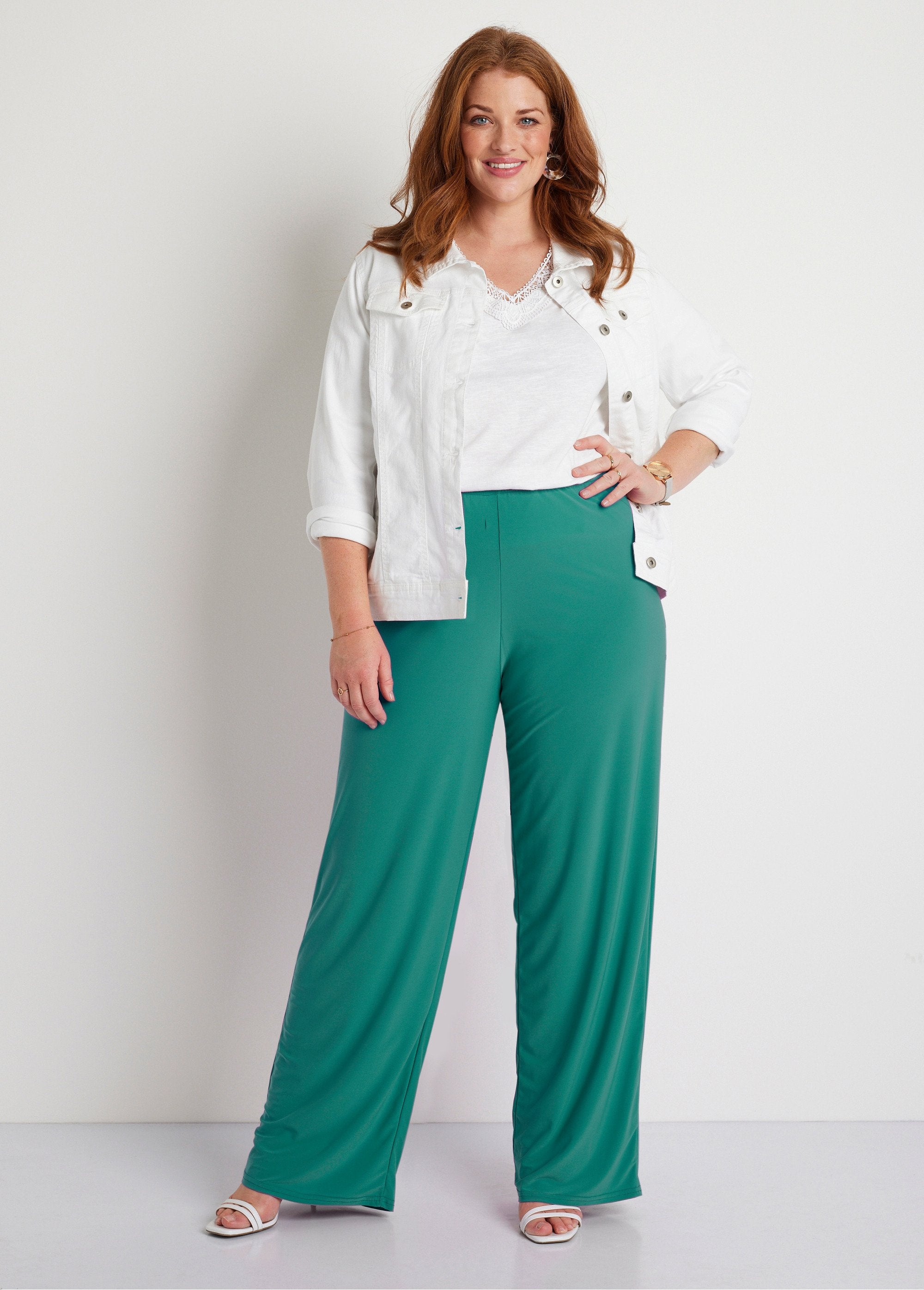 Pantaloni_fluidi_con_vita_elasticizzata_in_maglia_Verde_semplice_SF1_curvy