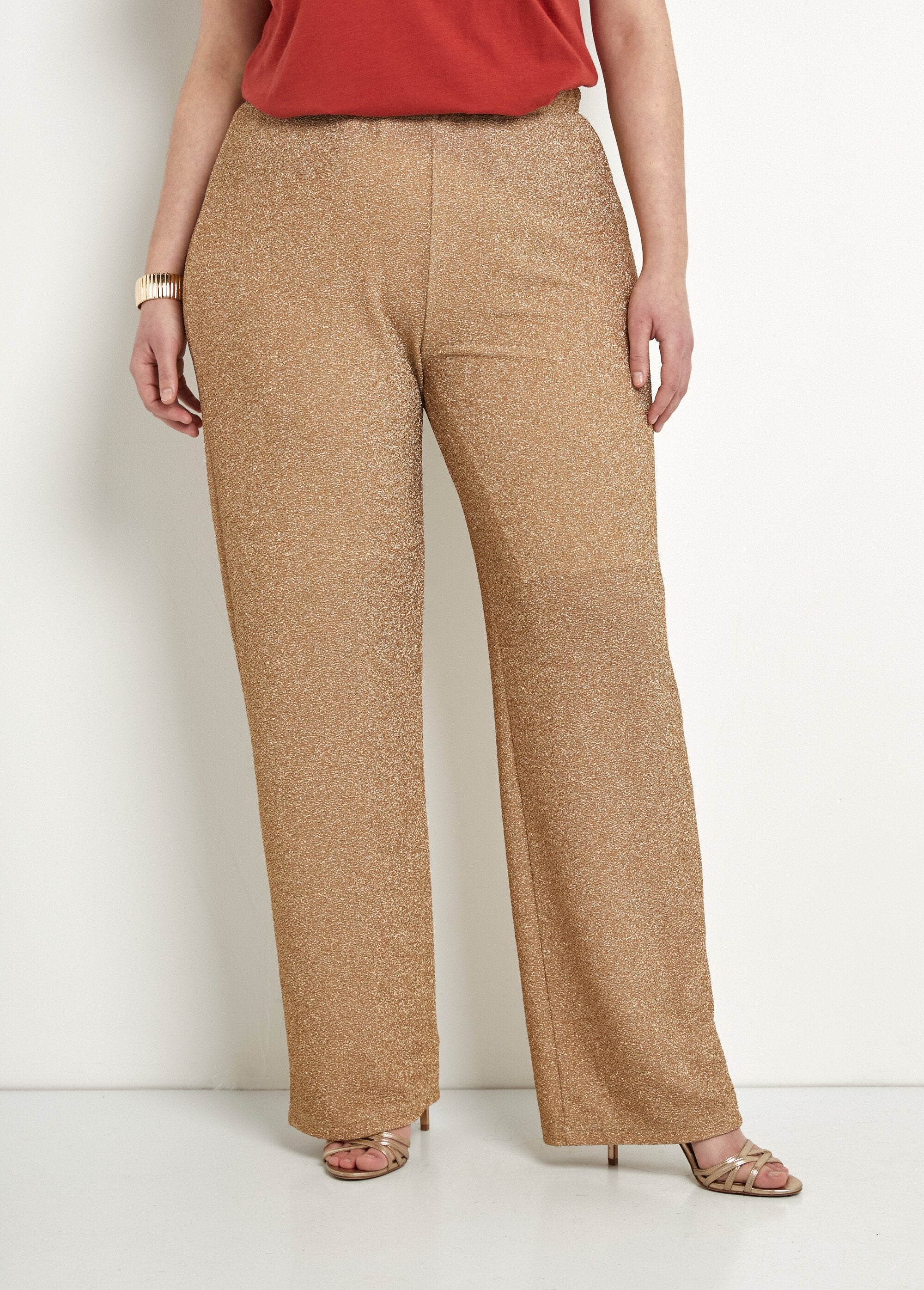 Pantaloni_dorati_lucidi_a_gamba_larga_con_elastico_in_vita_Dore_FA1_curvy