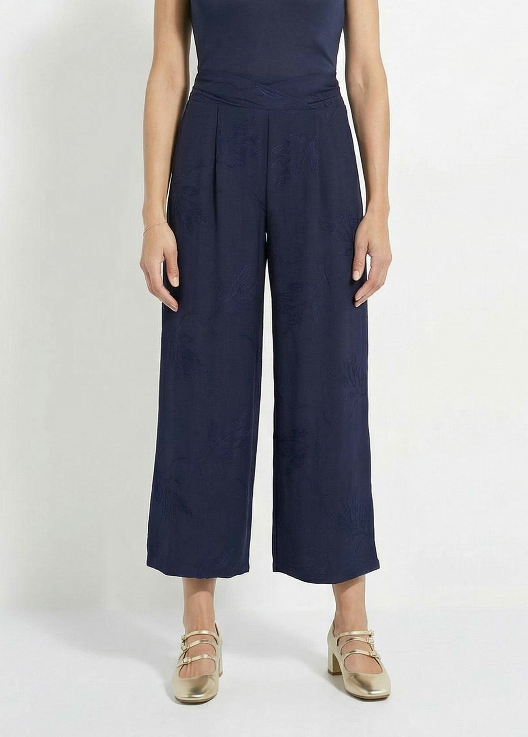 Pantaloni_elasticizzati_a_gamba_larga_con_ricamo_a_forma_di_fogliame_Marine_FA1_slim