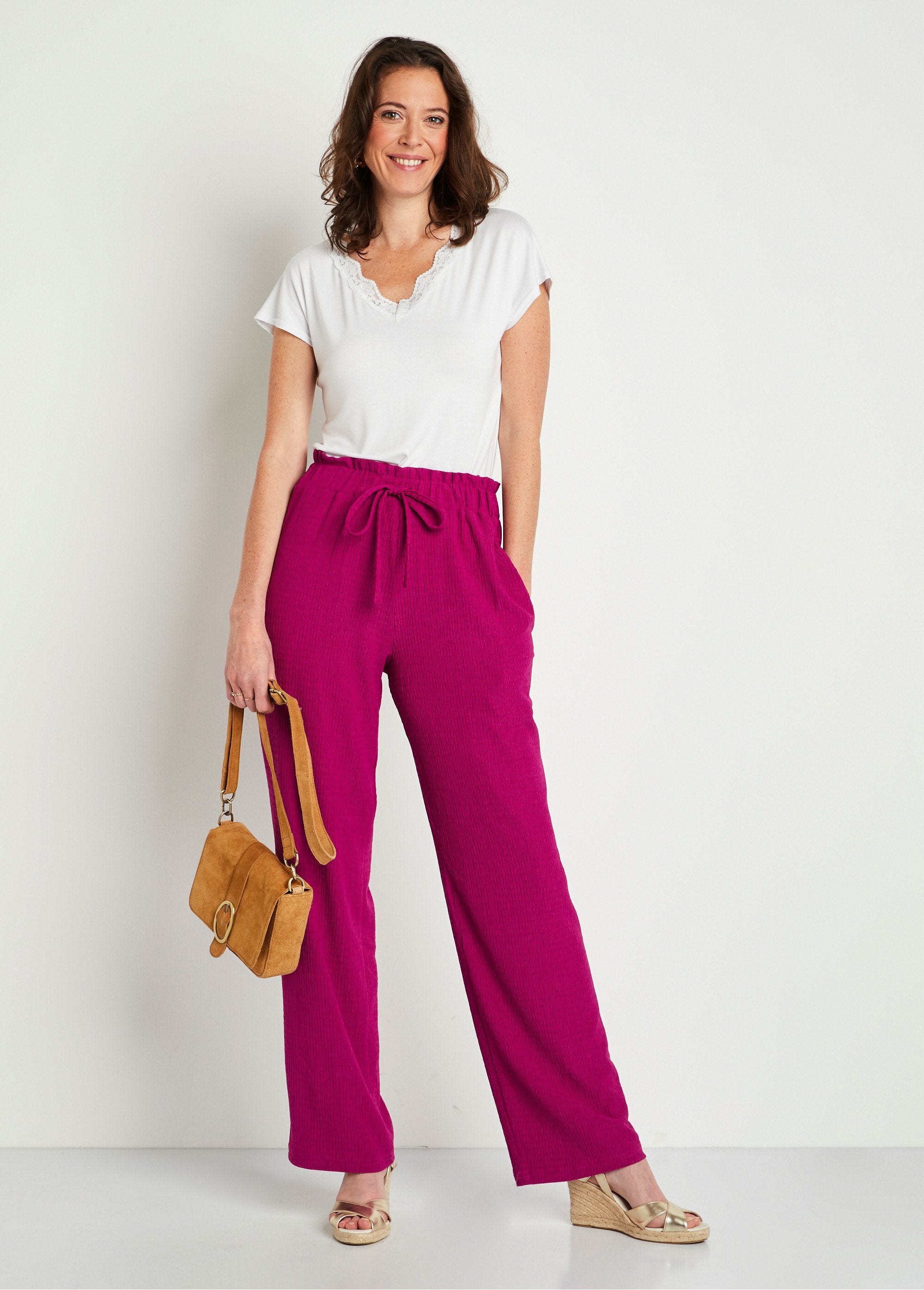 Pantaloni_a_gamba_larga_con_elastico_in_vita_in_maglia_Fucsia_SF1_slim