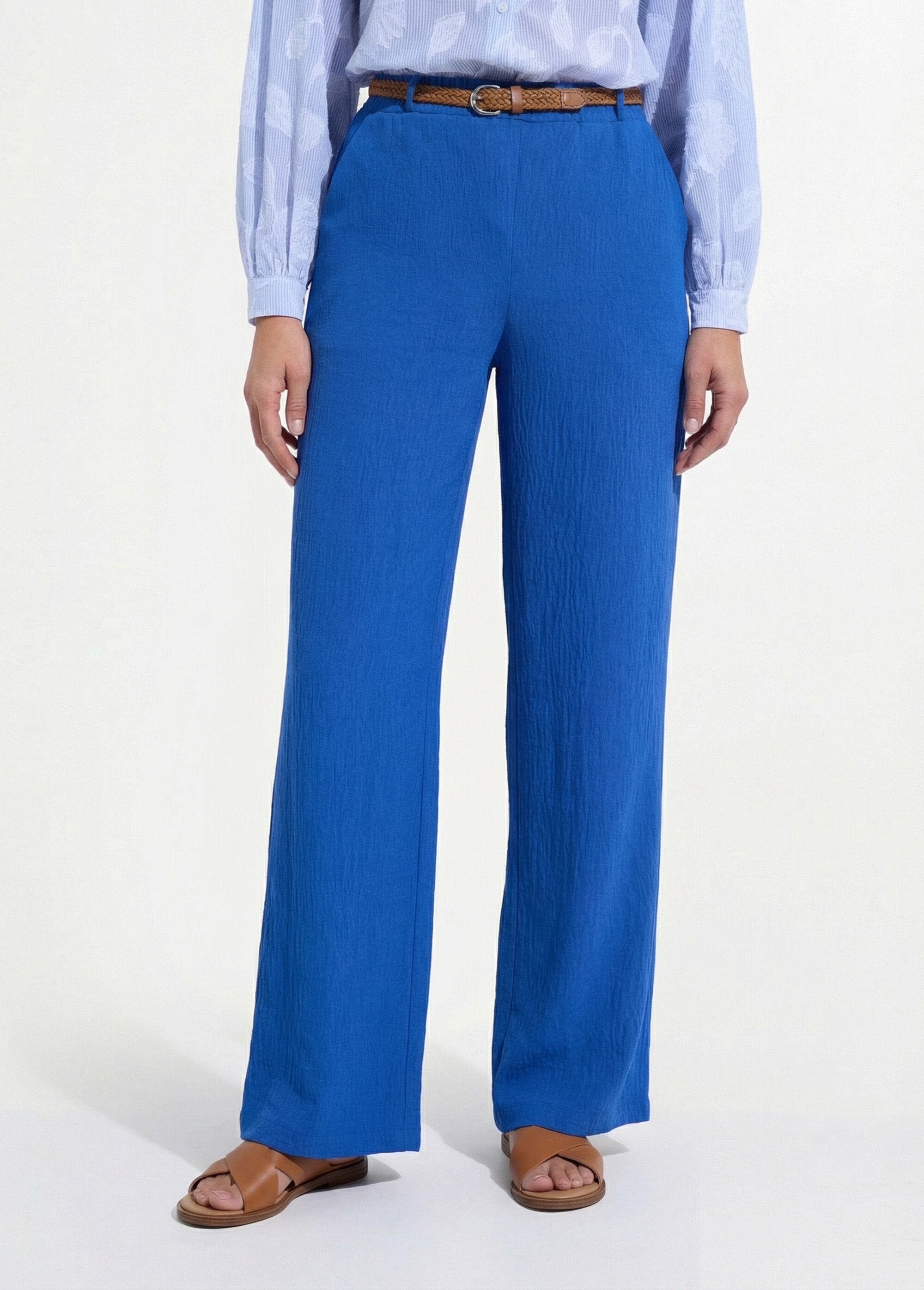 Pantalon_taille_élastiquée_avec_ceinture_Bleu_FA1_slim