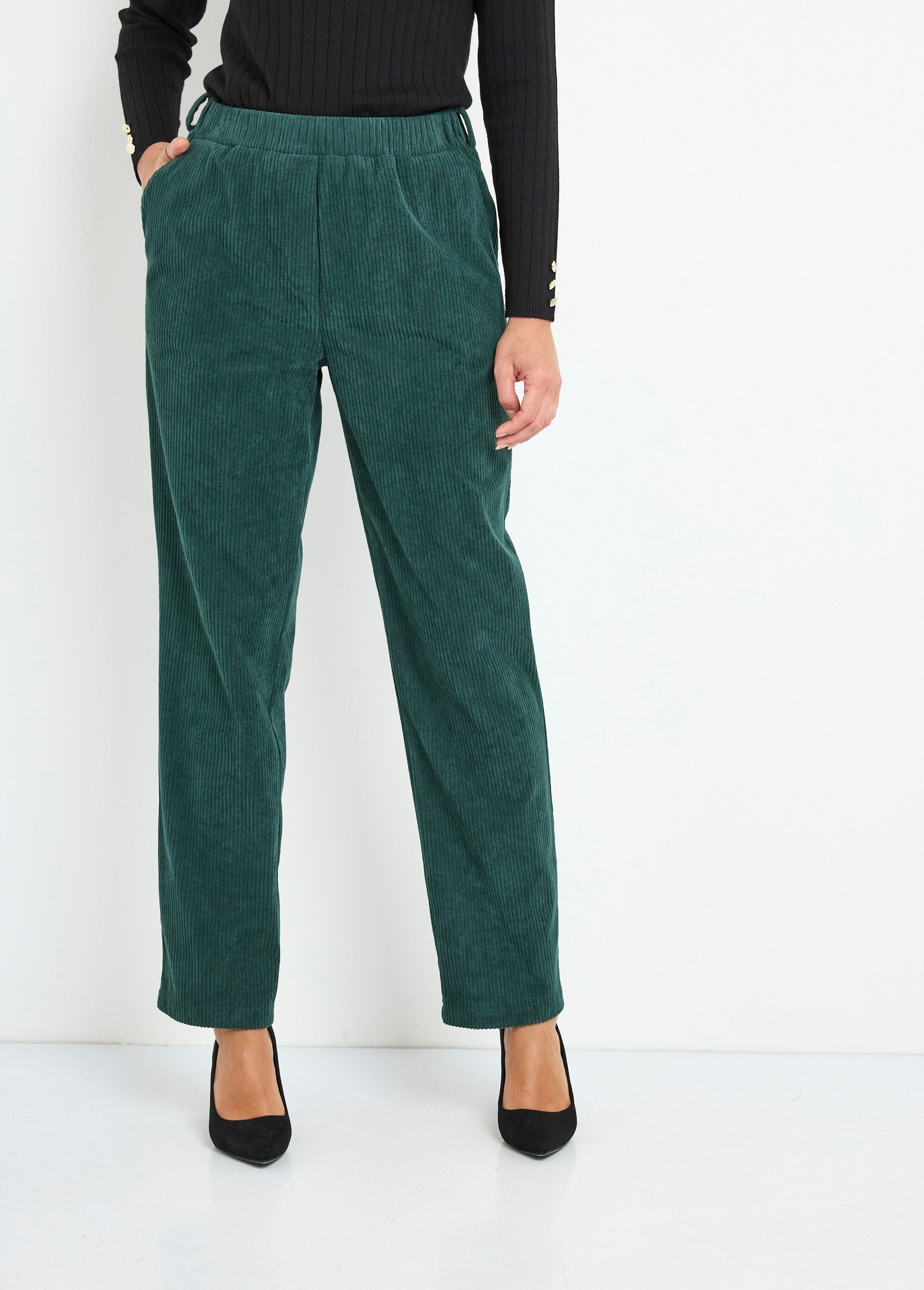 Pantaloni_in_velluto_a_coste_con_elastico_in_vita_Vert_FA1_slim