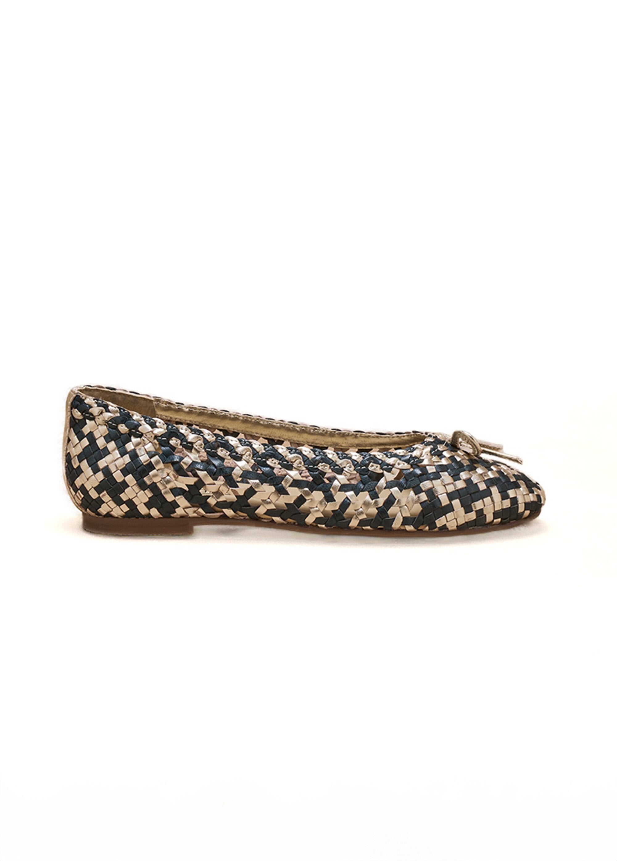 Ballerine_in_pelle_intrecciata,_larghezza_comfort_Marine_et_dore_DR1_slim