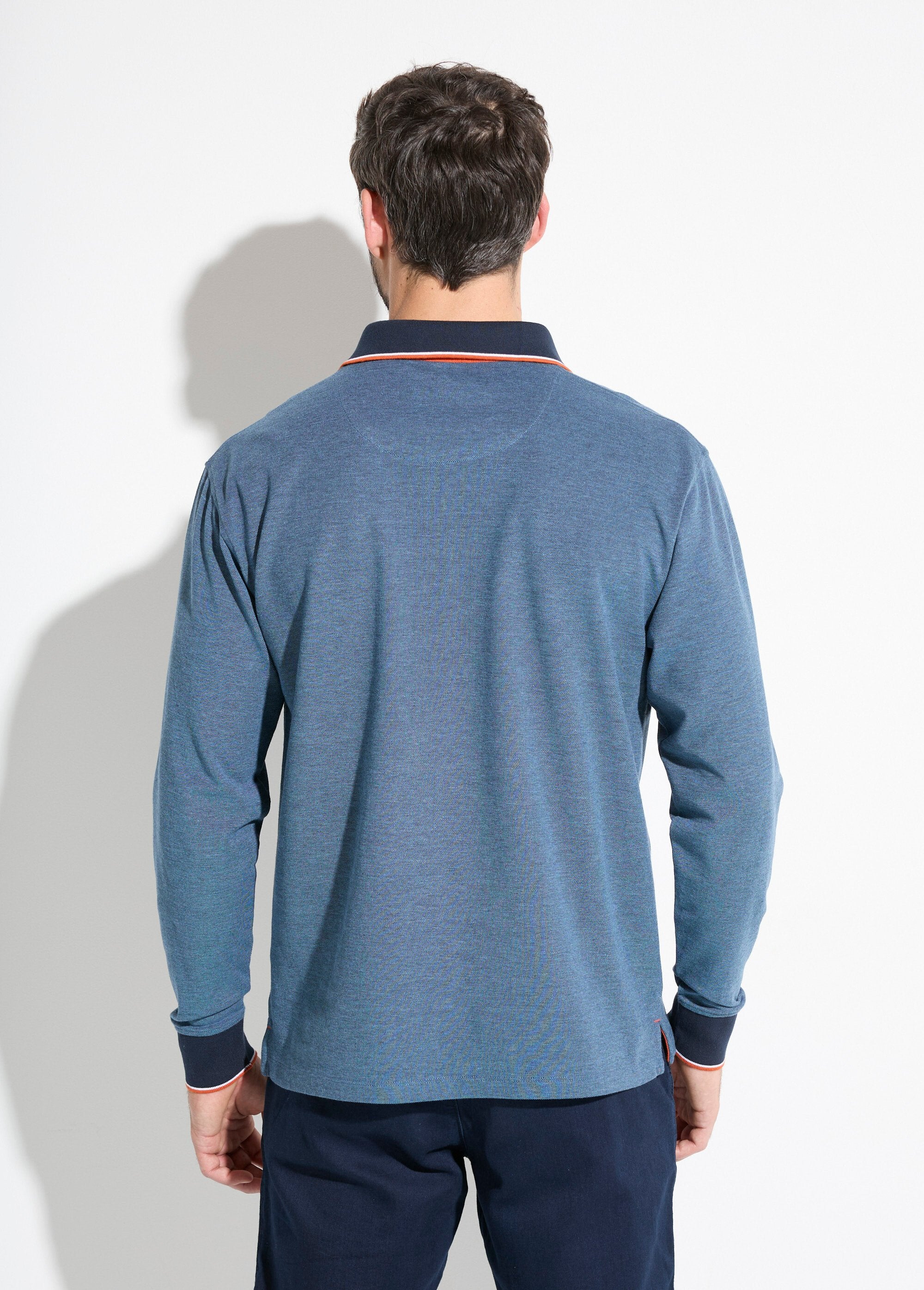 Polo_a_maniche_lunghe_in_piqué_di_cotone_Bleu_DO1_slim