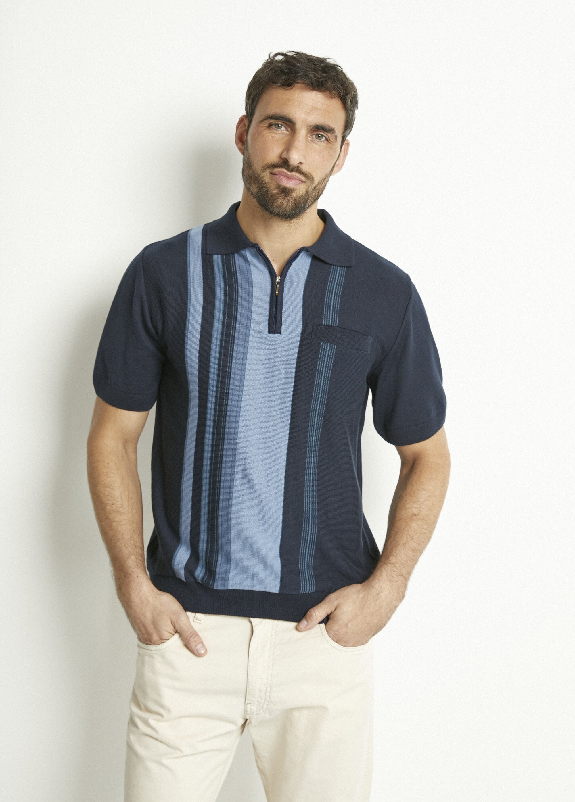 Polo_a_maniche_corte_con_zip_e_strisce_jacquard_Marine_FA1_slim