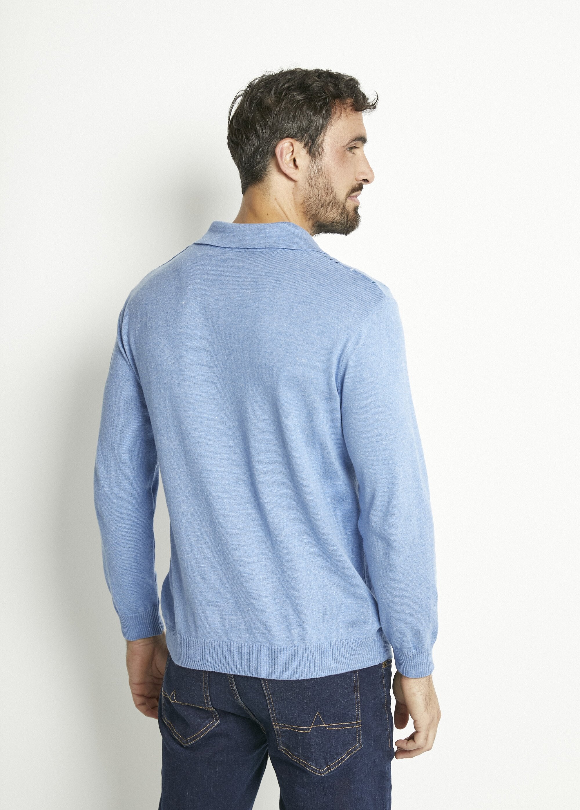 Polo_a_maniche_lunghe_in_cotone_jacquard_con_zip_Bleu_DO1_slim