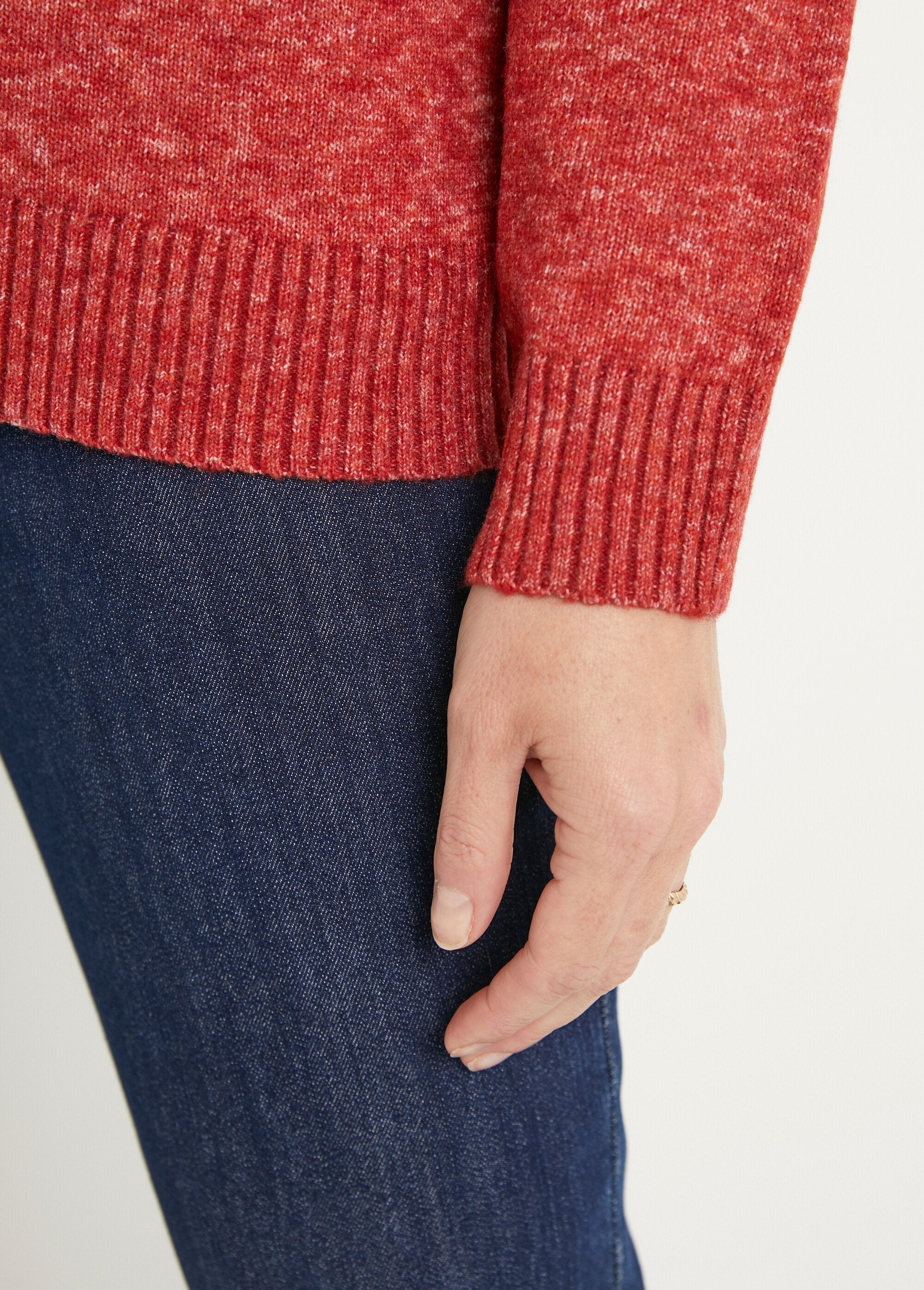 Maglia_corta_con_scollo_rotondo_in_lana_screziata_Brique_DE2_slim