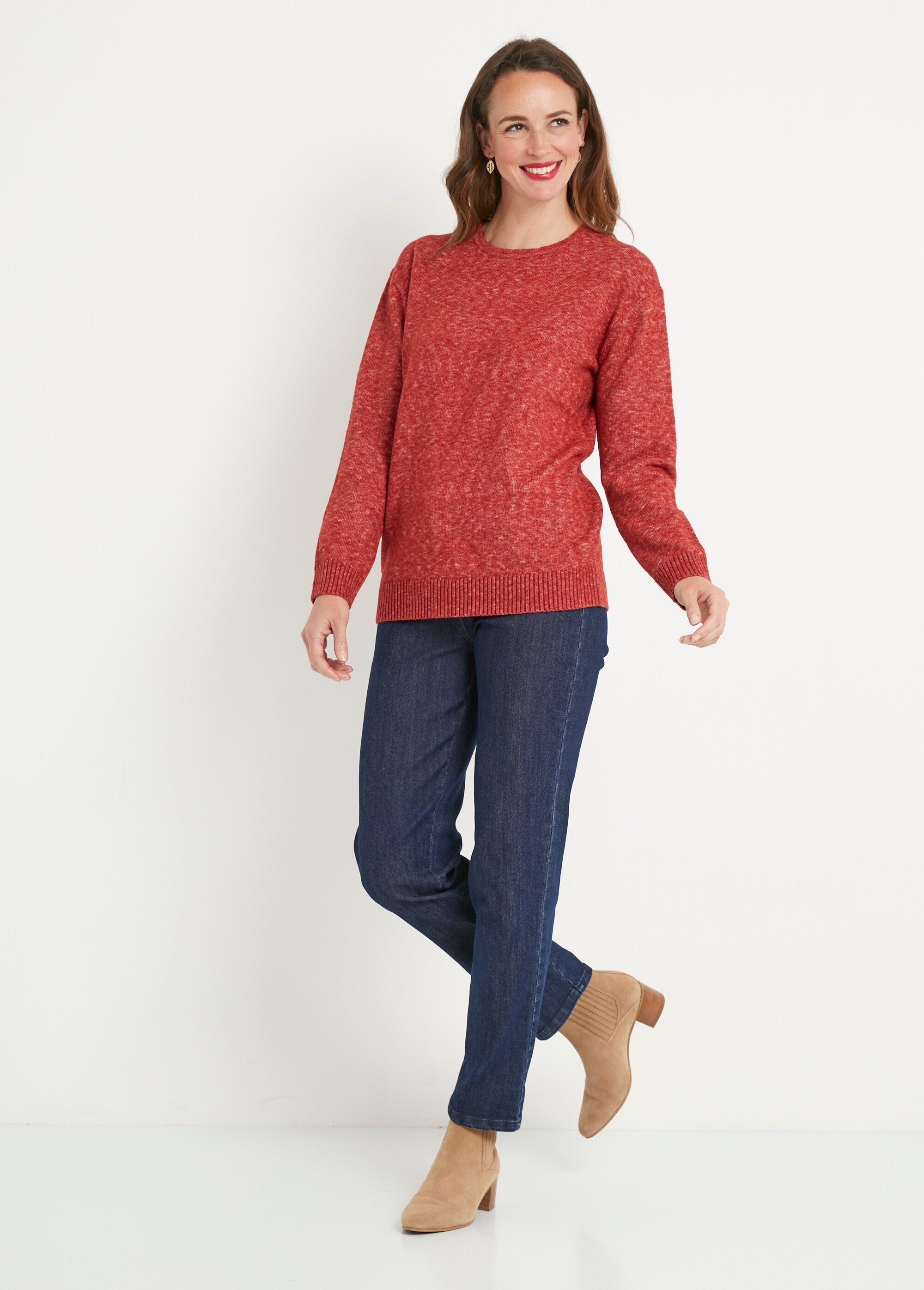 Maglia_corta_con_scollo_rotondo_in_lana_screziata_Brique_SF1_slim