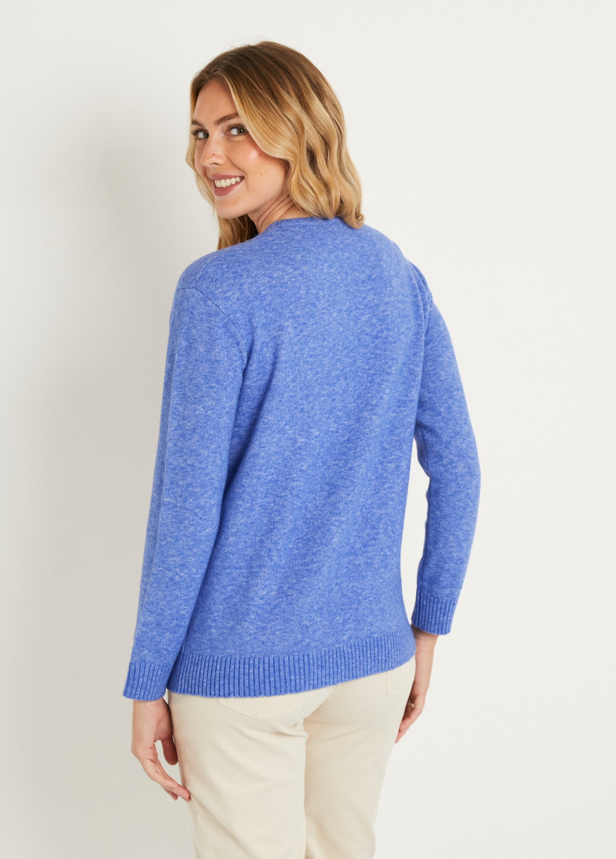 Maglia_corta_con_scollo_rotondo_in_lana_screziata_Bleu_DO1_slim