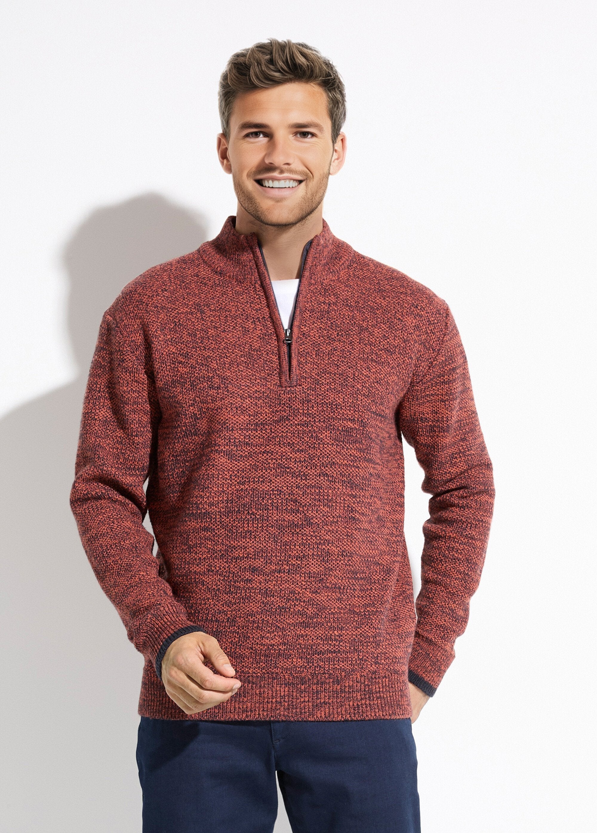 Maglione_con_zip_a_collo_alto_in_lana_screziata_Brique_FA1_slim