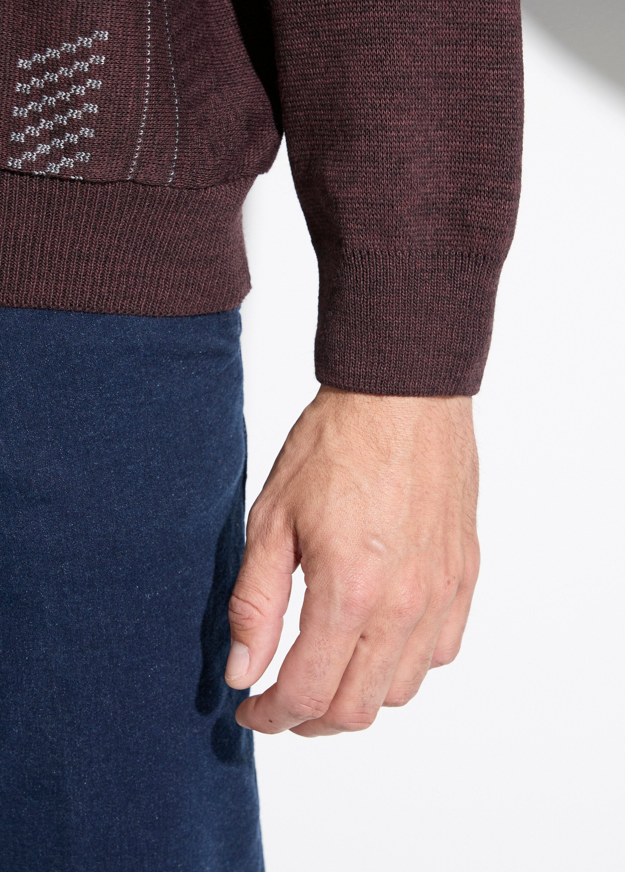 Maglione_a_maniche_lunghe_in_lana_jacquard_con_scollo_a_polo_Bordeaux_DE2_slim