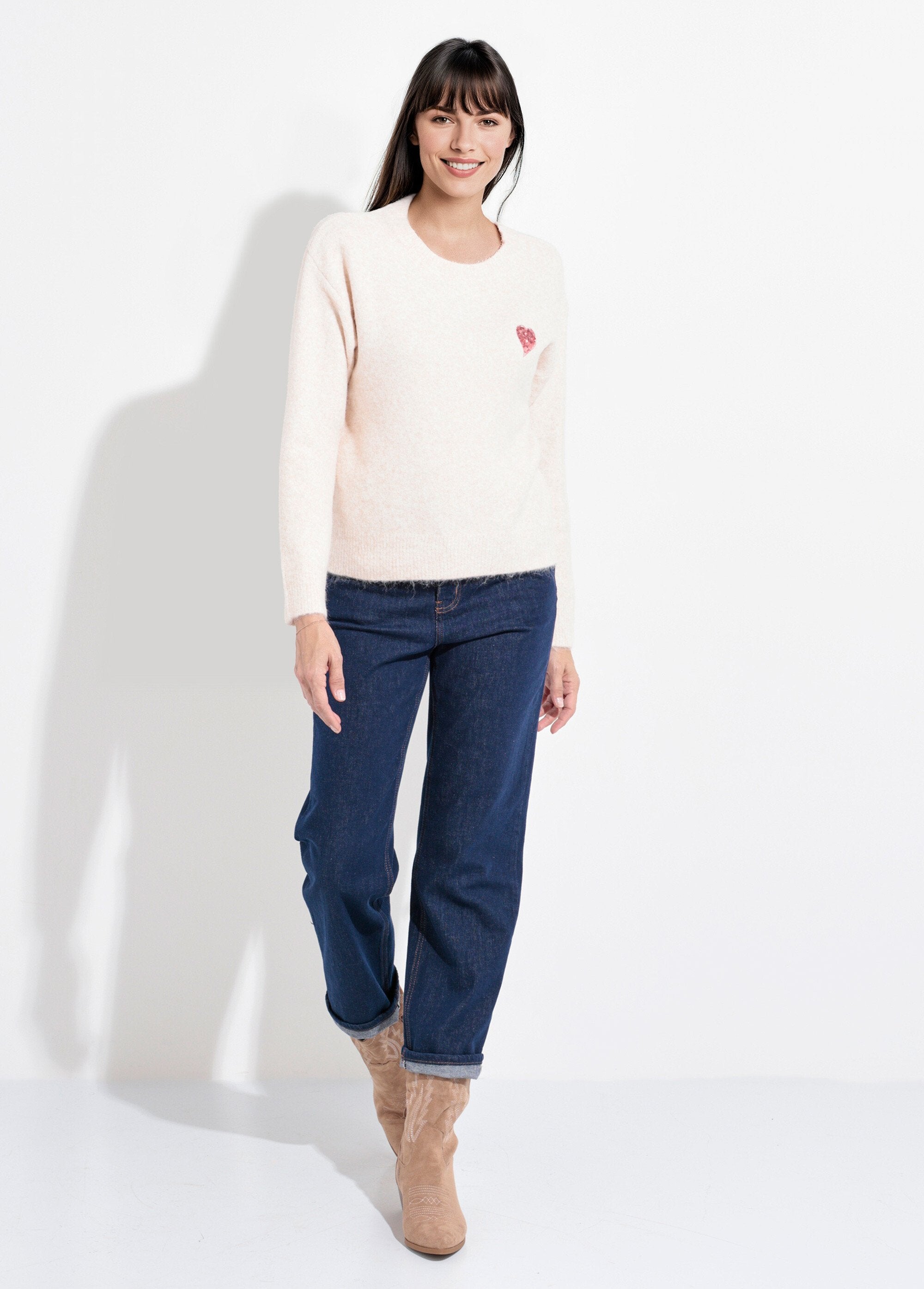 Maglia_con_scollo_rotondo_e_dettaglio_in_paillettes_Beige_clair_SF1_slim