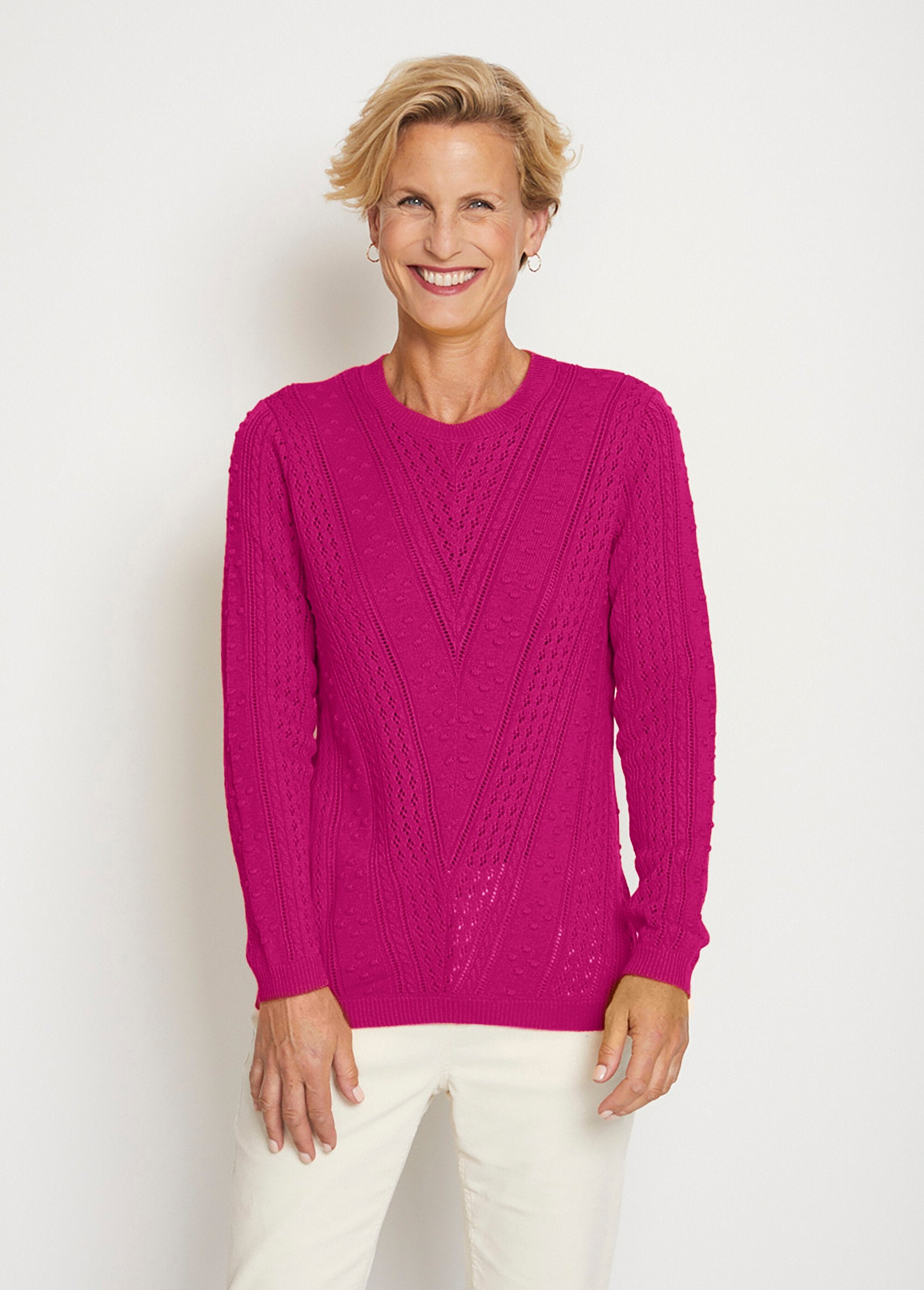 Maglia_traforata_con_scollo_rotondo_e_palline_Fucsia_FA1_slim