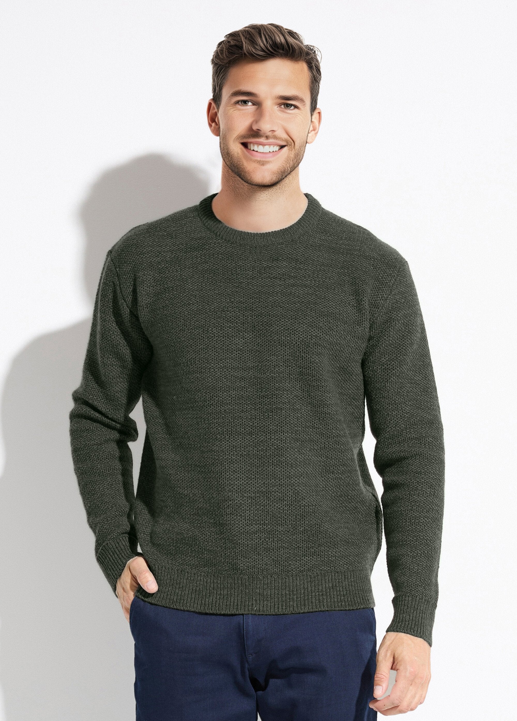 Maglia_con_scollo_rotondo_in_lana_screziata,_maniche_lunghe_Vert_FA1_slim