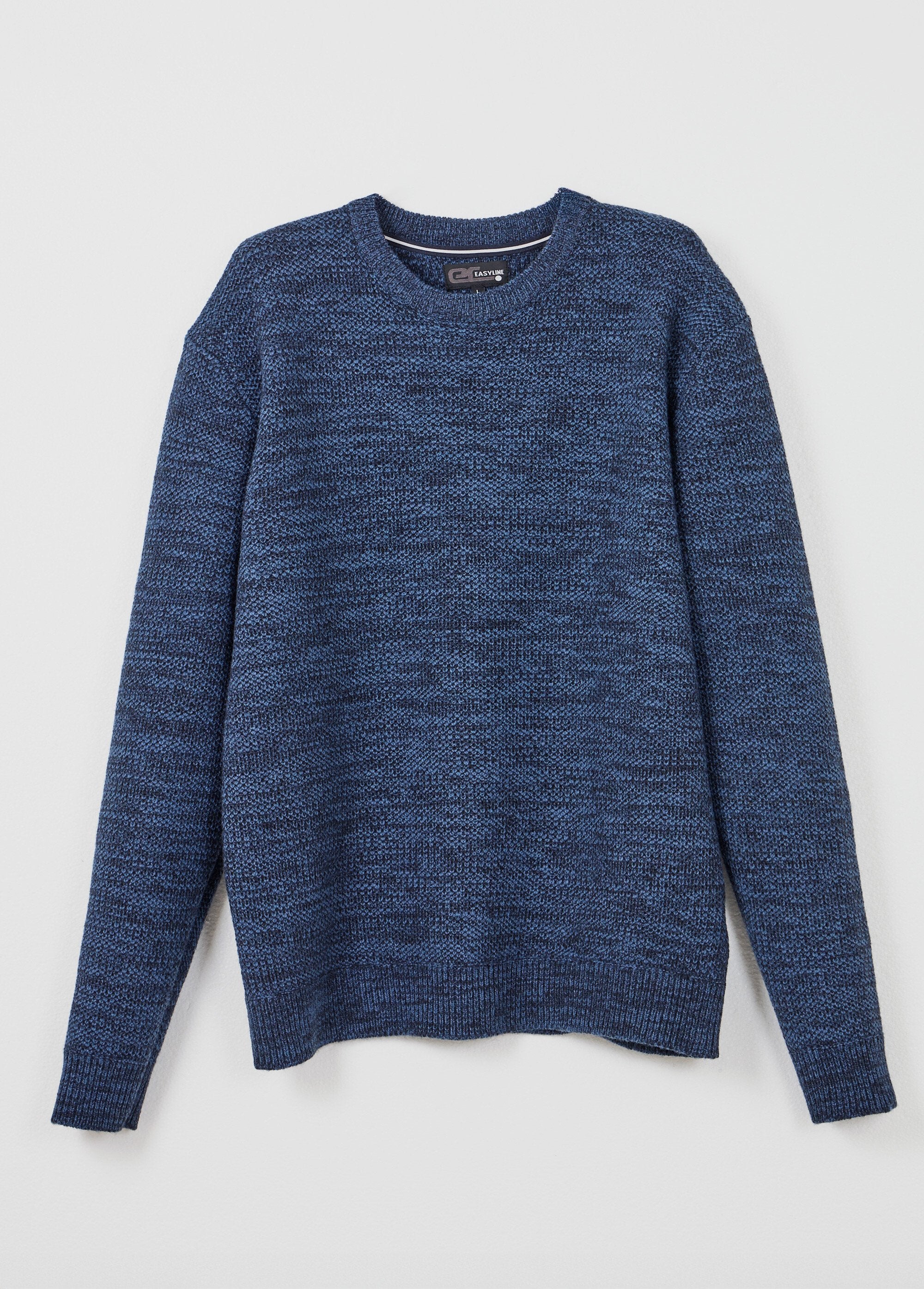 Maglia_con_scollo_rotondo_in_lana_screziata,_maniche_lunghe_Bleu_AP1_slim