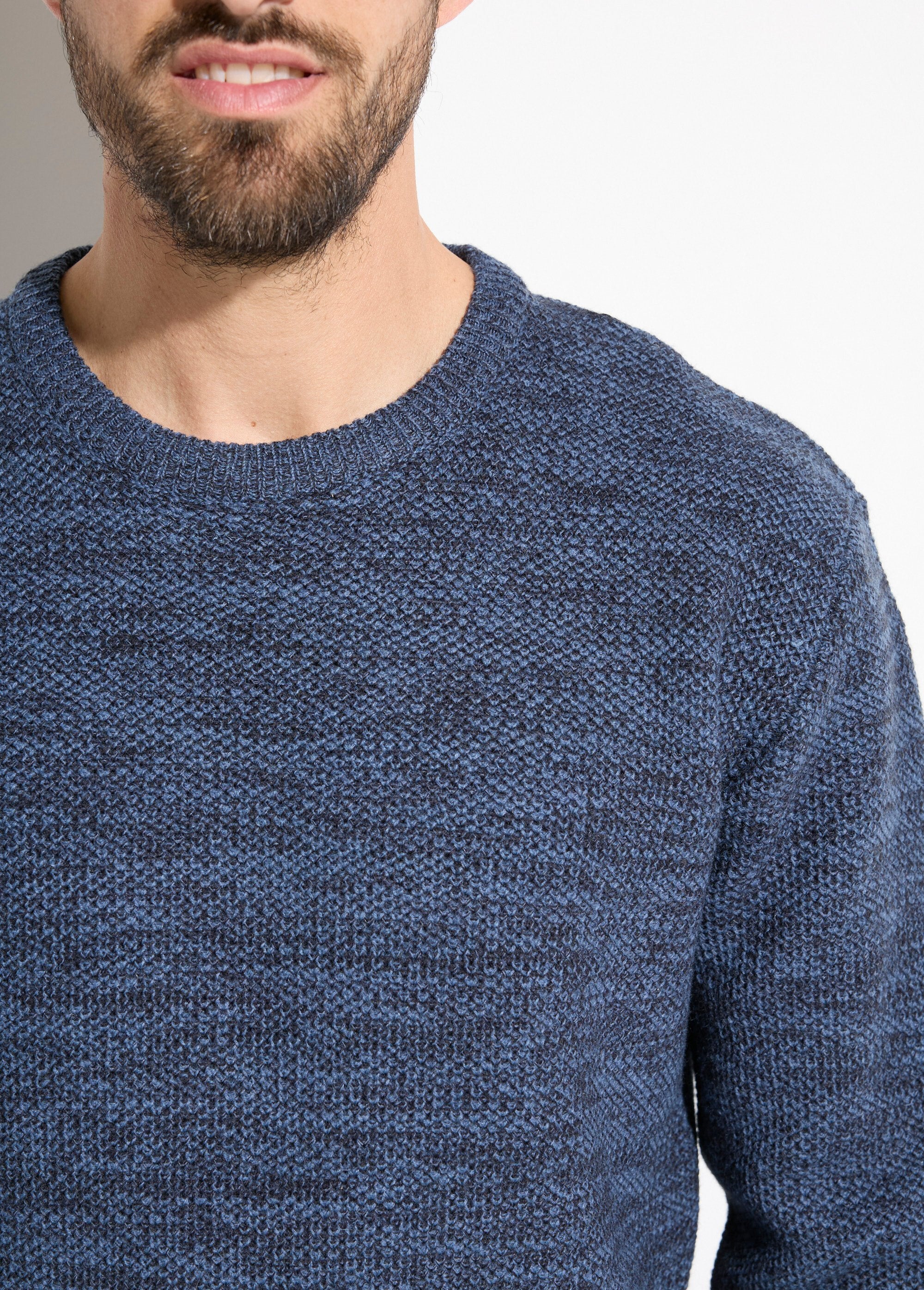 Maglia_con_scollo_rotondo_in_lana_screziata,_maniche_lunghe_Bleu_DE1_slim