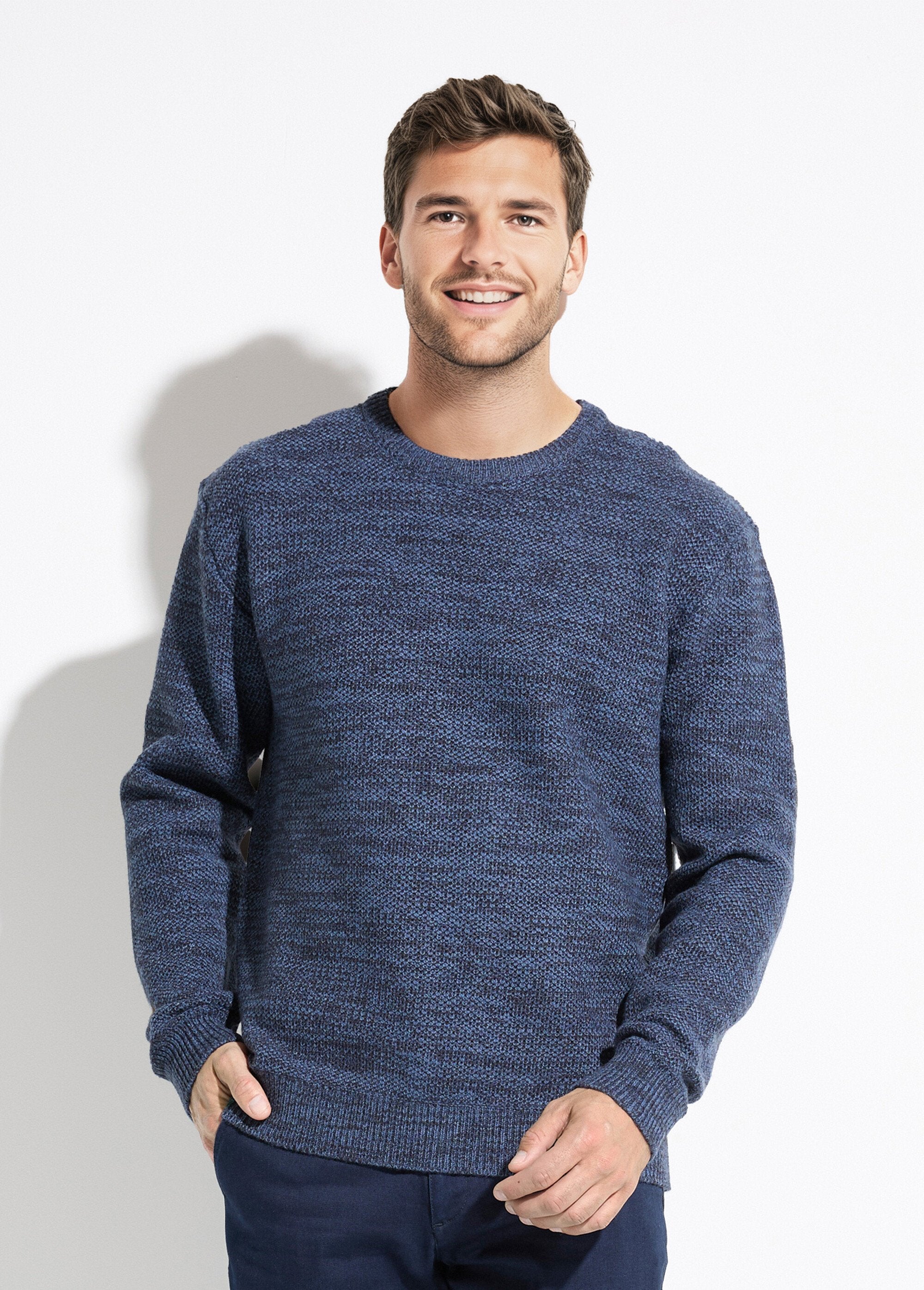 Maglia_con_scollo_rotondo_in_lana_screziata,_maniche_lunghe_Bleu_FA1_slim