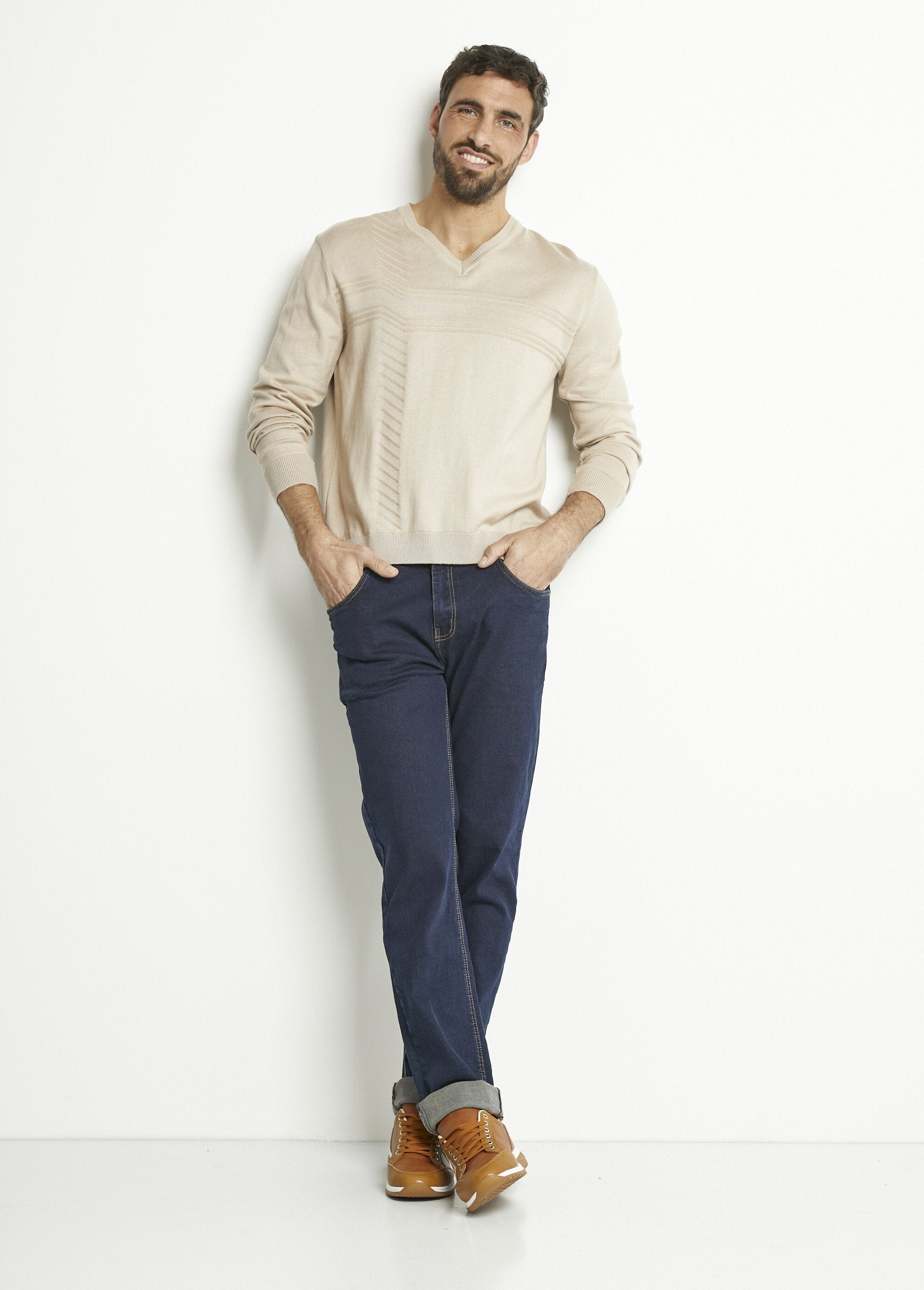 Maglia_a_maniche_lunghe_in_cotone_con_scollo_a_V_Beige_SF1_slim