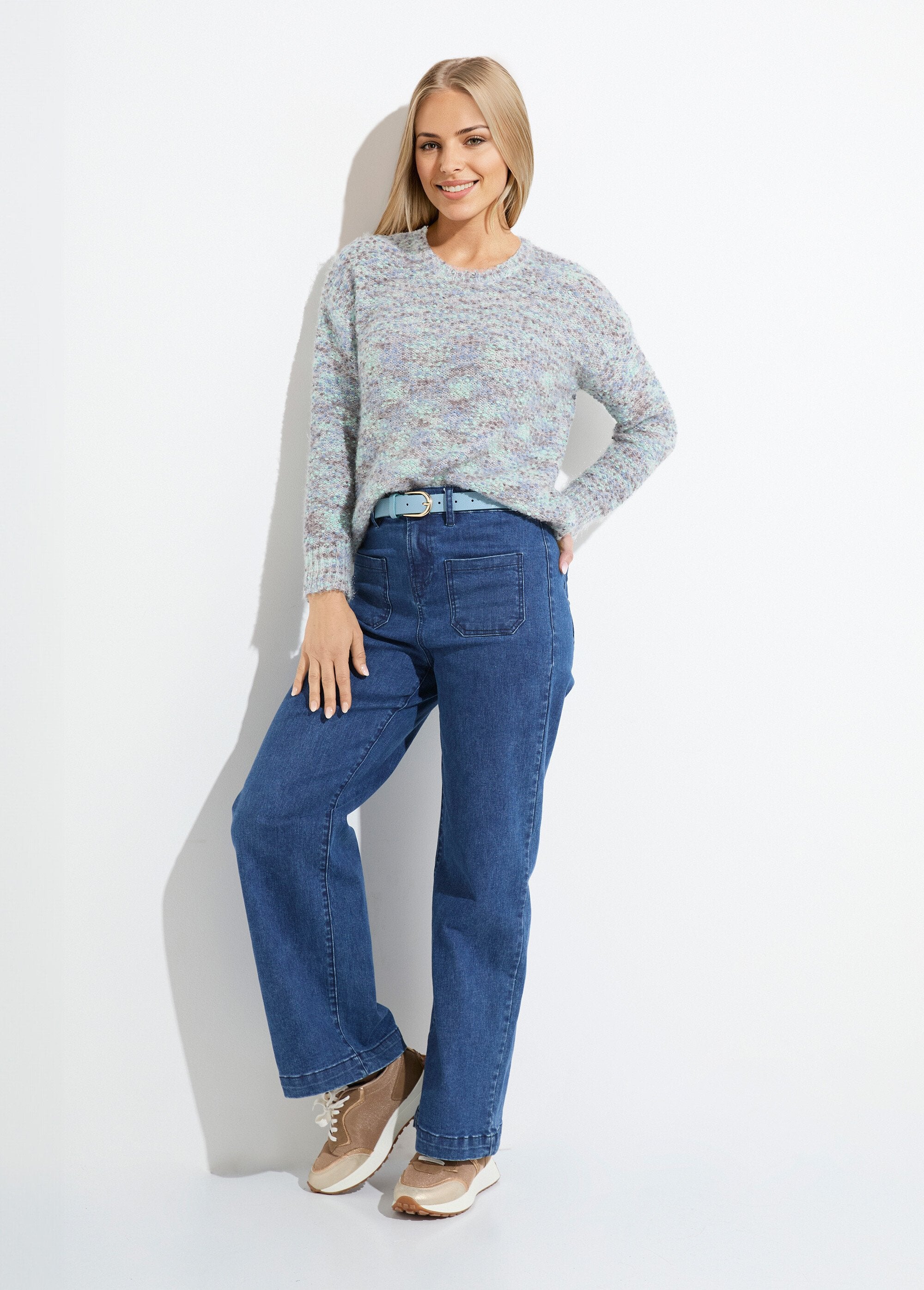 Morbido_maglione_a_girocollo_in_maglia_a_palline_multicolore_Chine_bleu_SF1_slim
