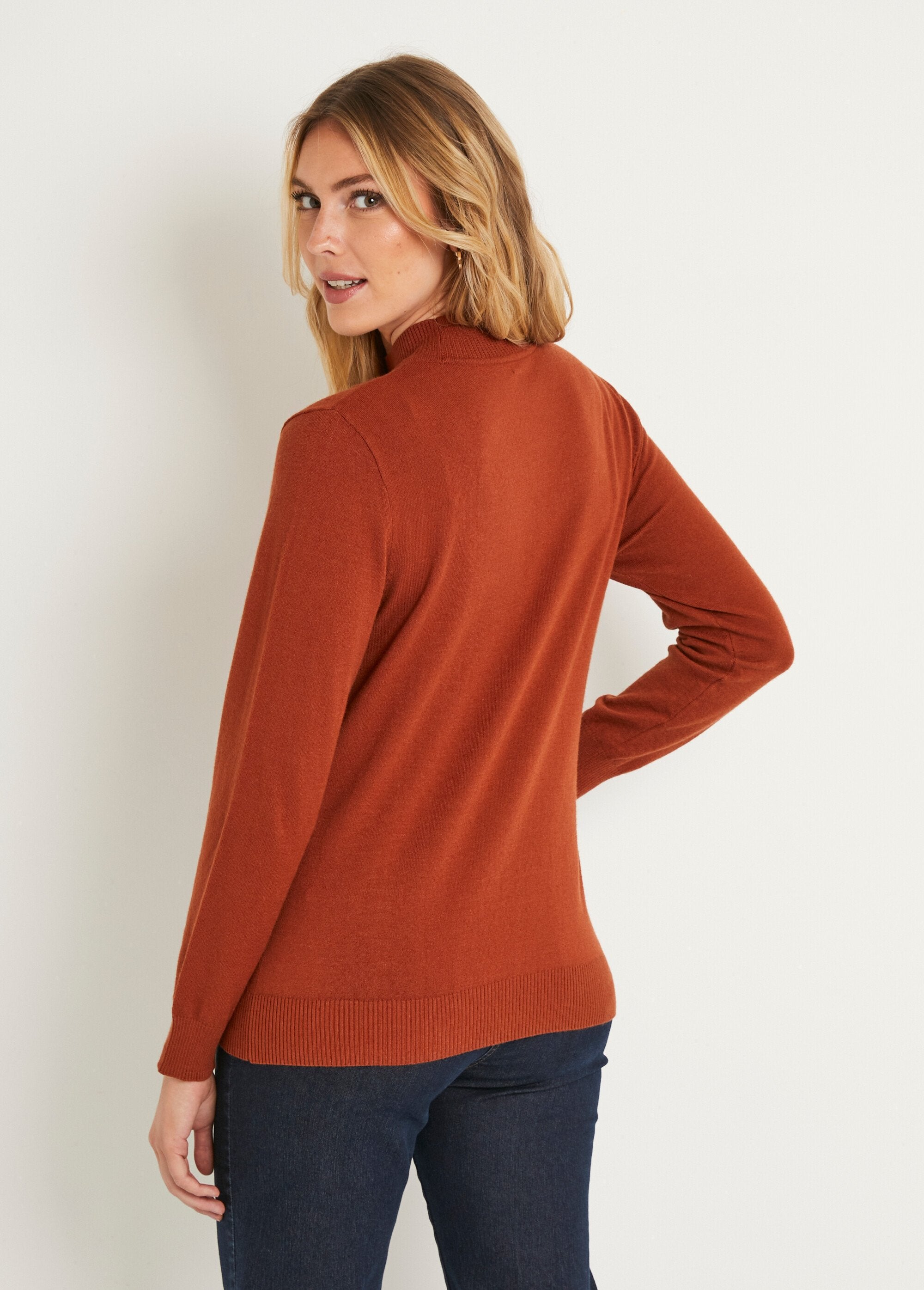 Pull_doux_uni_col_montant_modal_mélangé_Noisette_DO1_slim