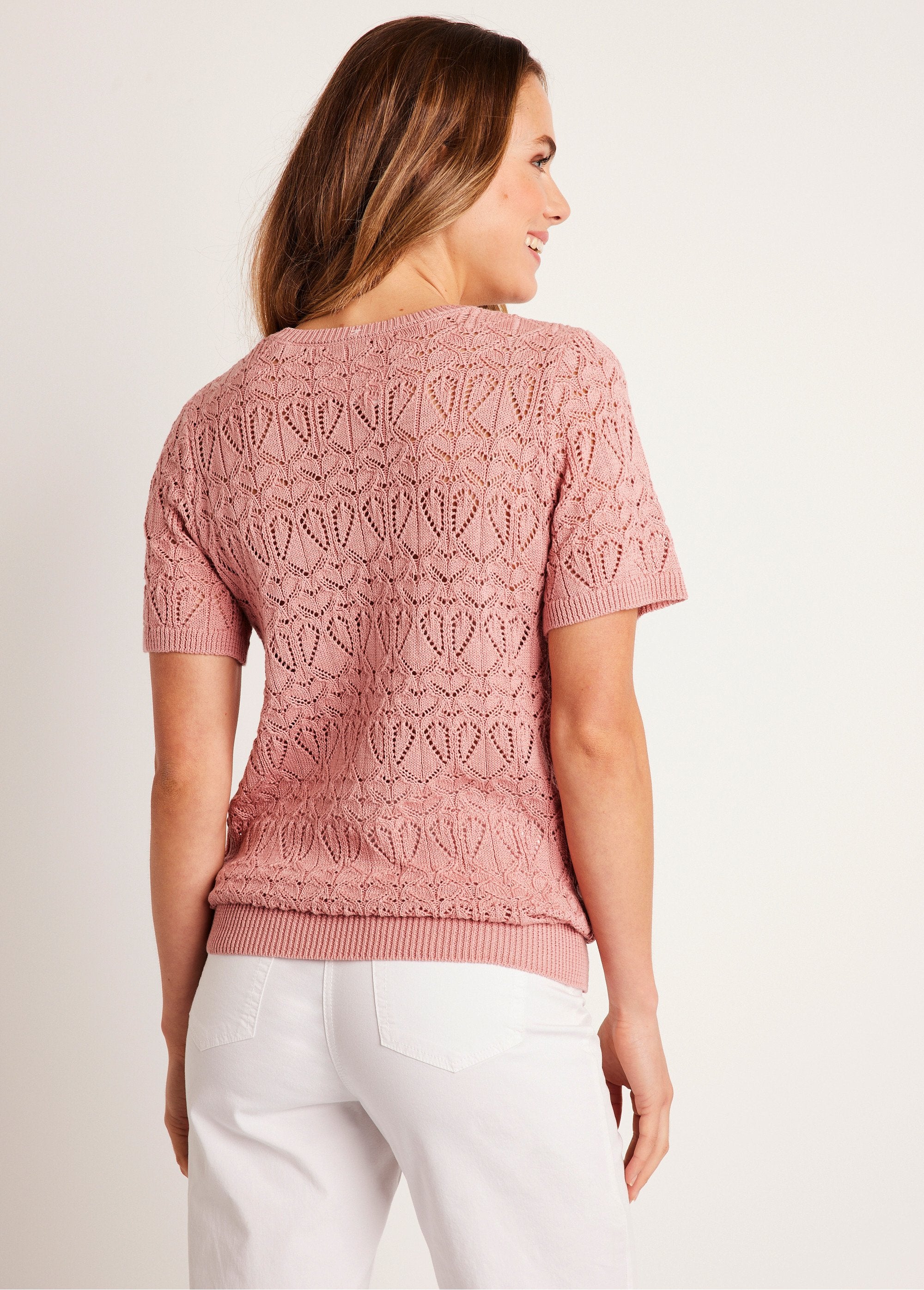 Maglione_di_cotone_sottile_traforato_a_maniche_corte_Rosa_cipria_DO1_slim