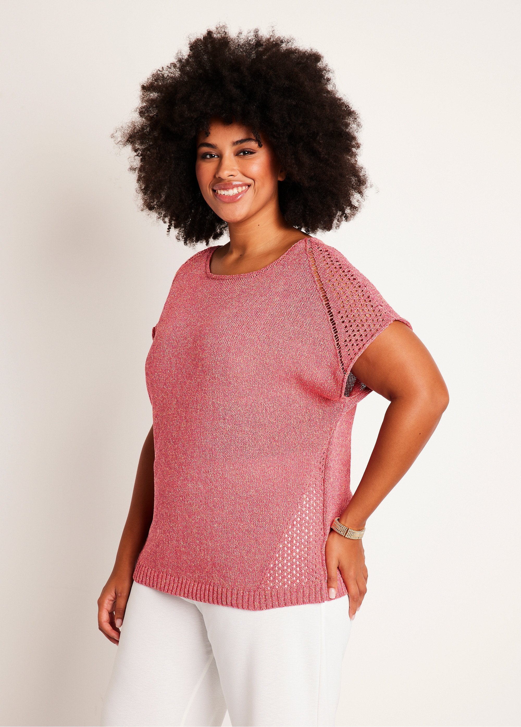 Maglia_sottile_traforata,_maniche_corte_Fucsia_FA1_curvy