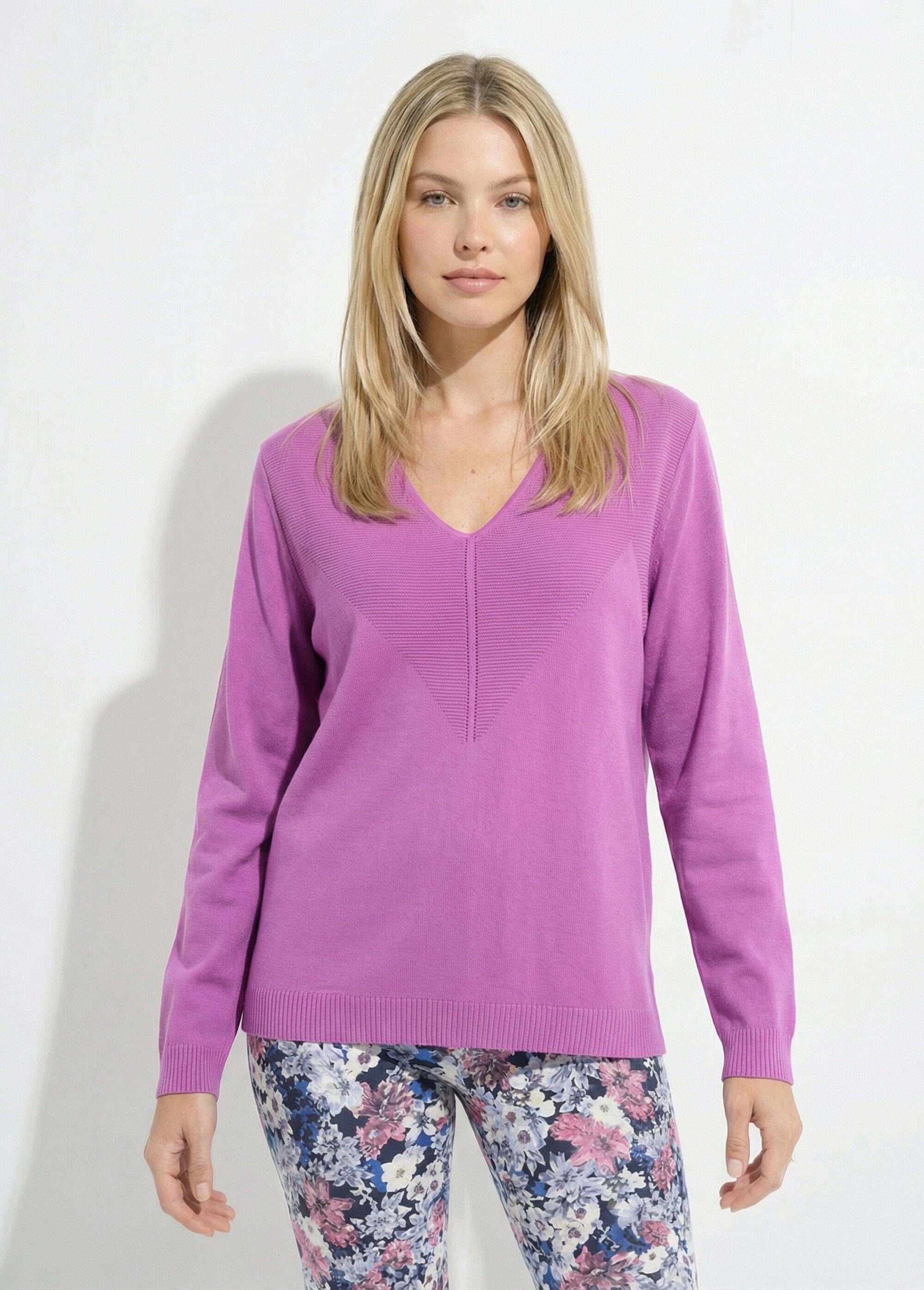 Maglia_a_maniche_lunghe_con_scollo_a_V_Magenta_FA1_slim