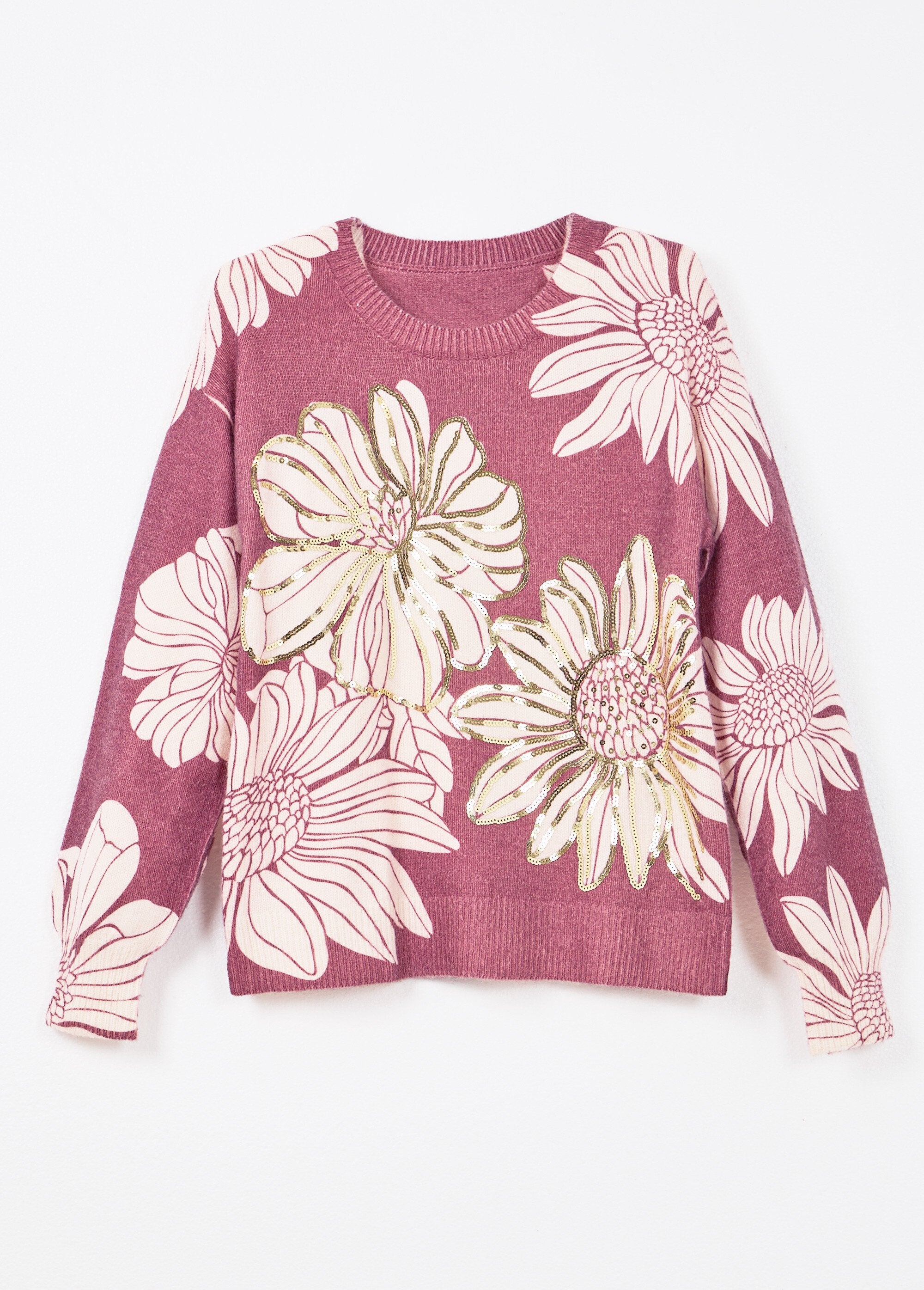 Maglia_sottile_con_stampa_floreale_e_collo_rotondo_con_paillettes_Grenat_AP1_slim