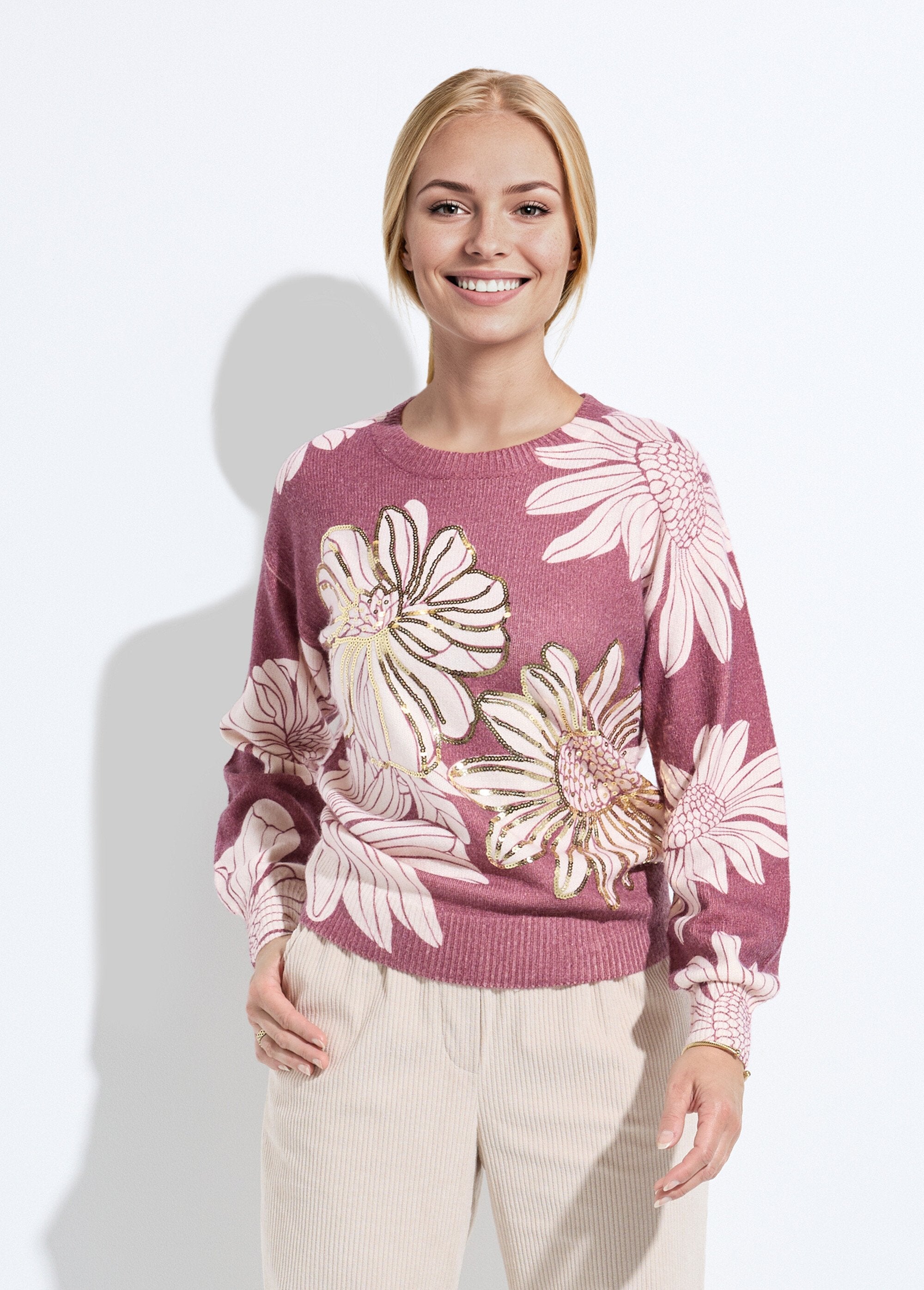Maglia_sottile_con_stampa_floreale_e_collo_rotondo_con_paillettes_Grenat_FA1_slim