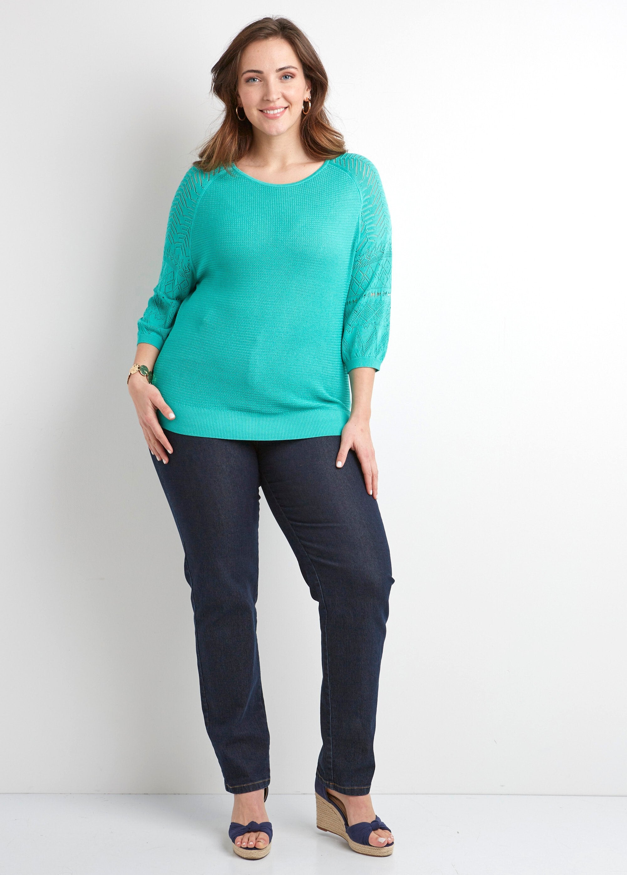 Maglia_leggera_con_maniche_raglan_a_3/4_e_scollo_rotondo_Aqua_SF1_curvy