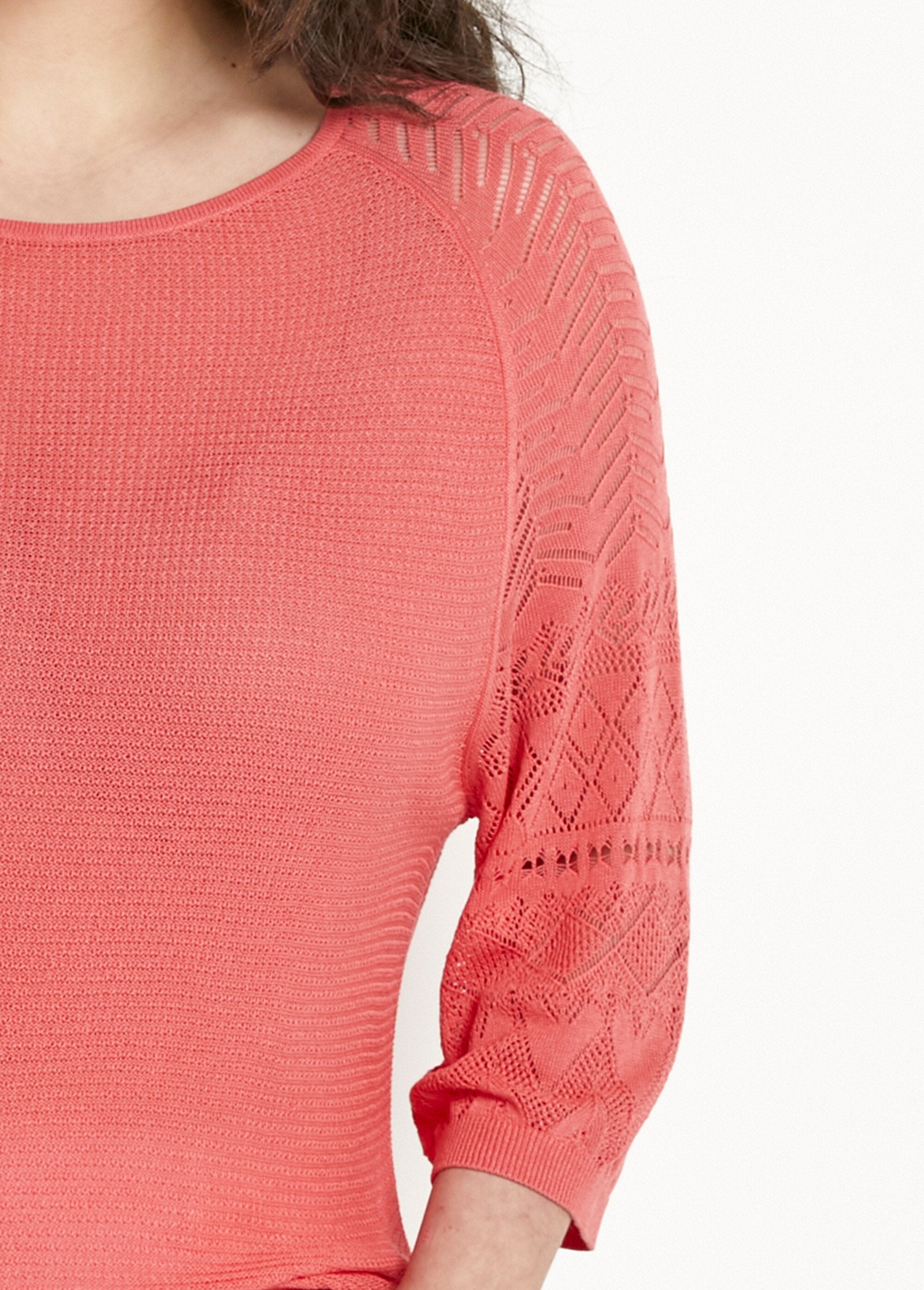 Maglia_leggera_con_maniche_raglan_a_3/4_e_scollo_rotondo_Corail_DE1_curvy