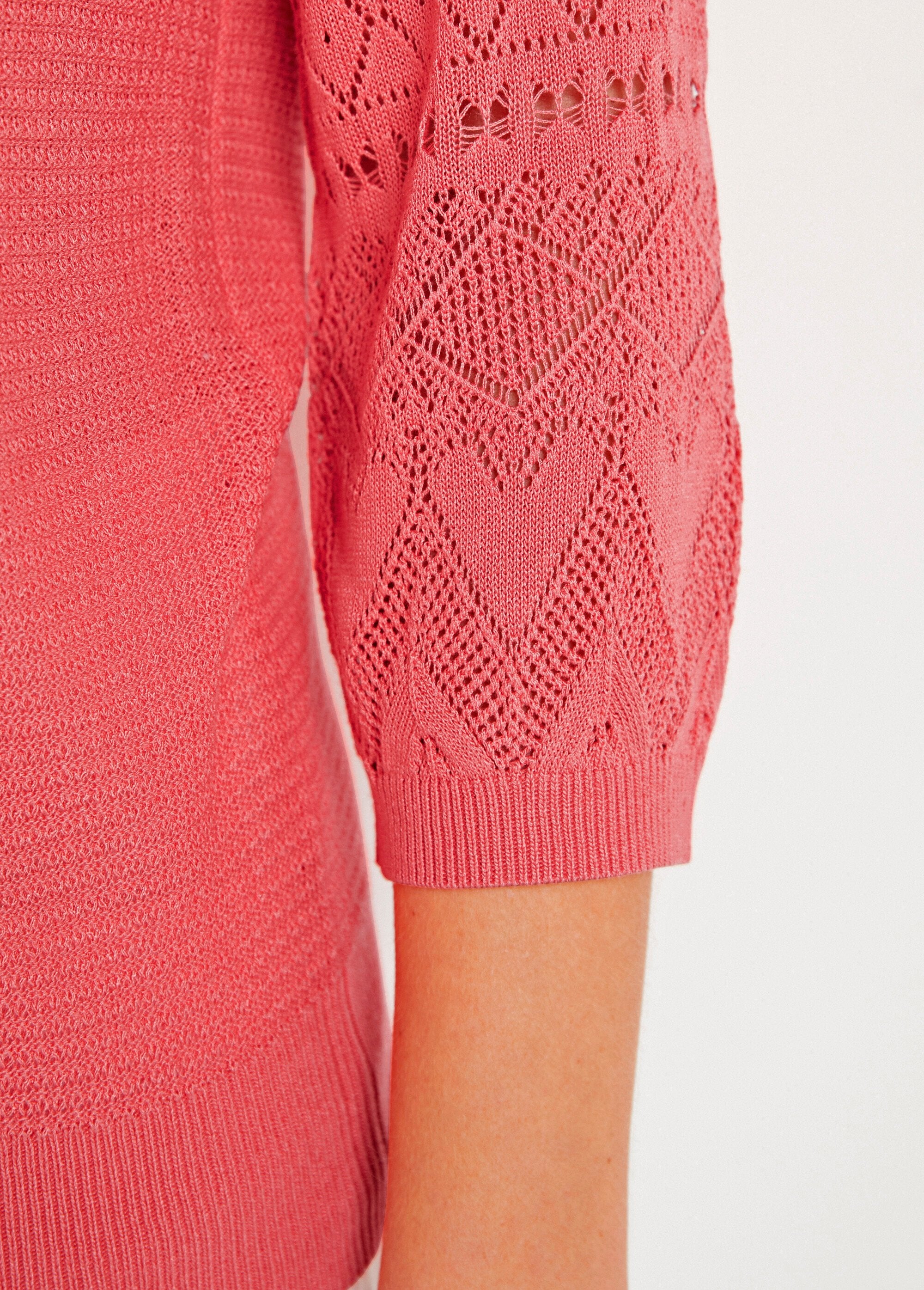 Maglia_leggera_con_maniche_raglan_a_3/4_e_scollo_rotondo_Corail_DE3_slim